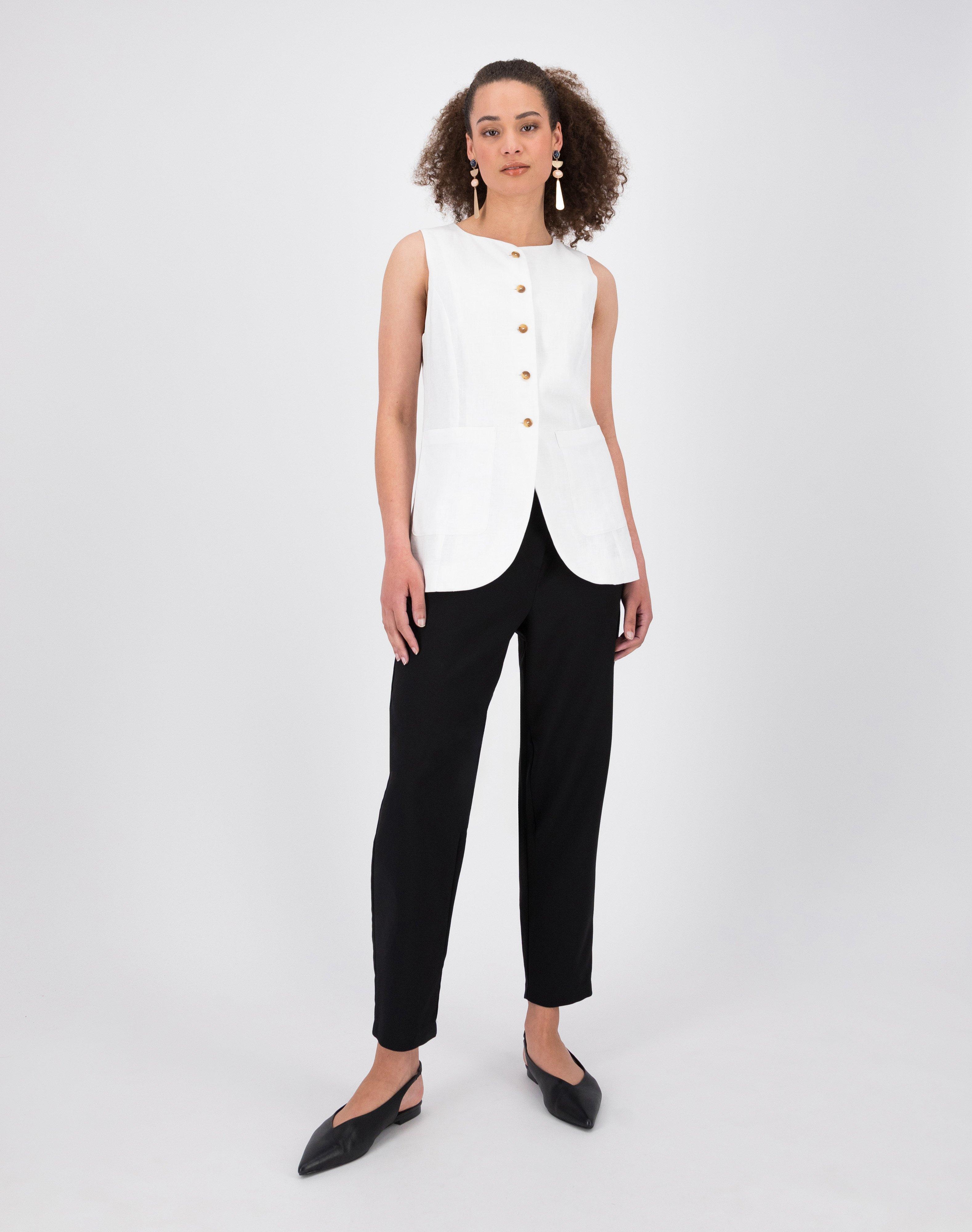 Akari Linen Waistcoat -  White