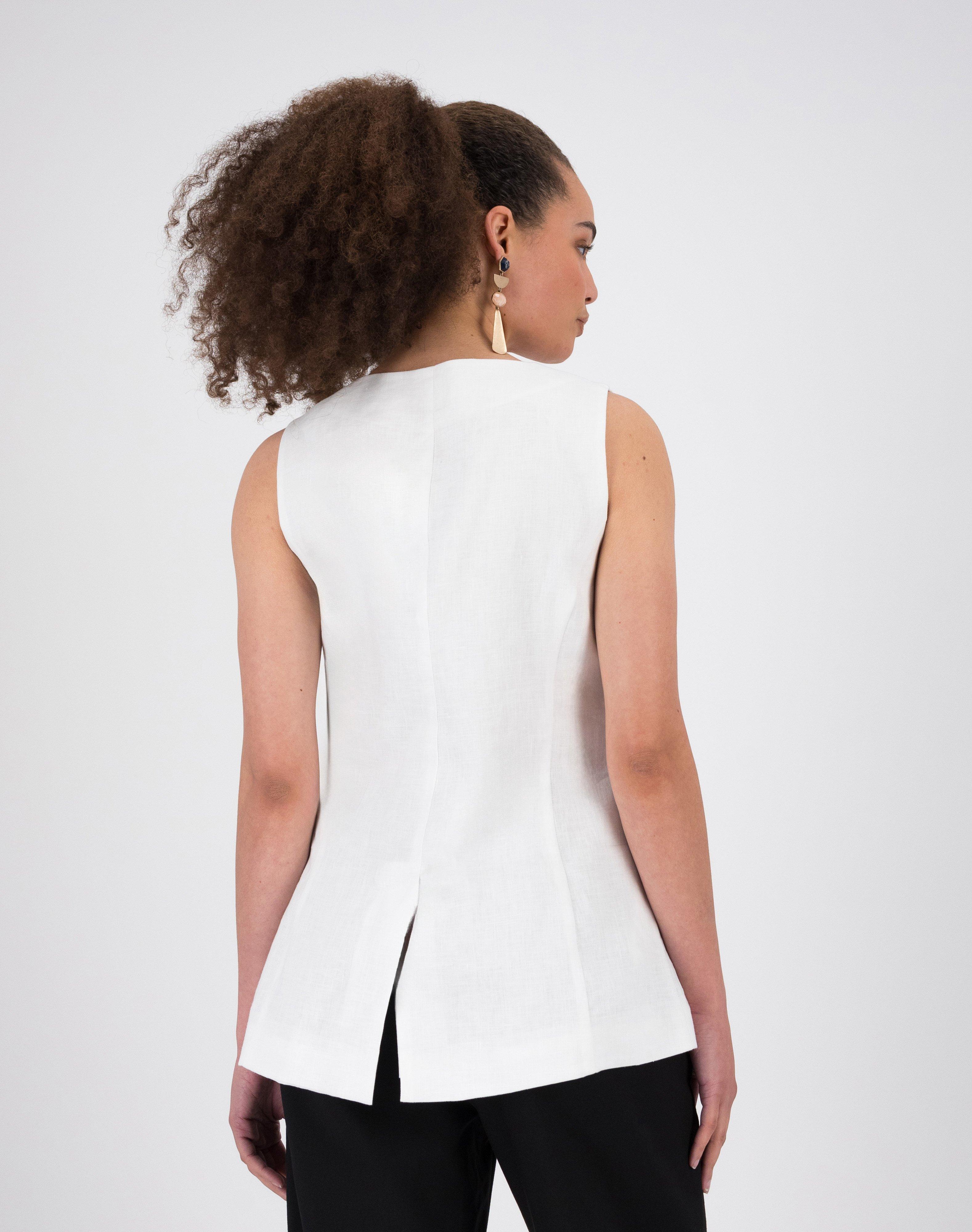 Akari Linen Waistcoat -  White