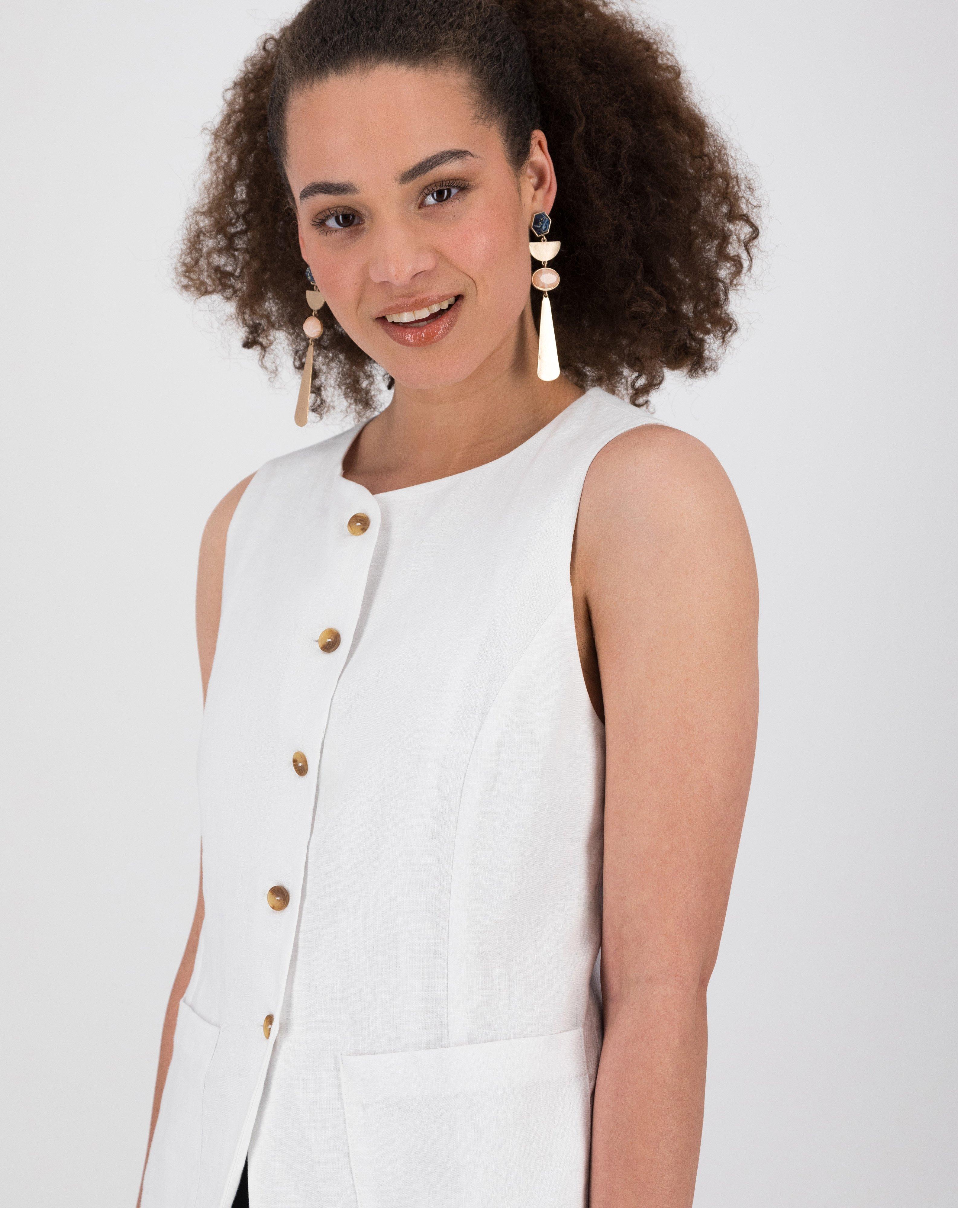 Akari Linen Waistcoat -  White