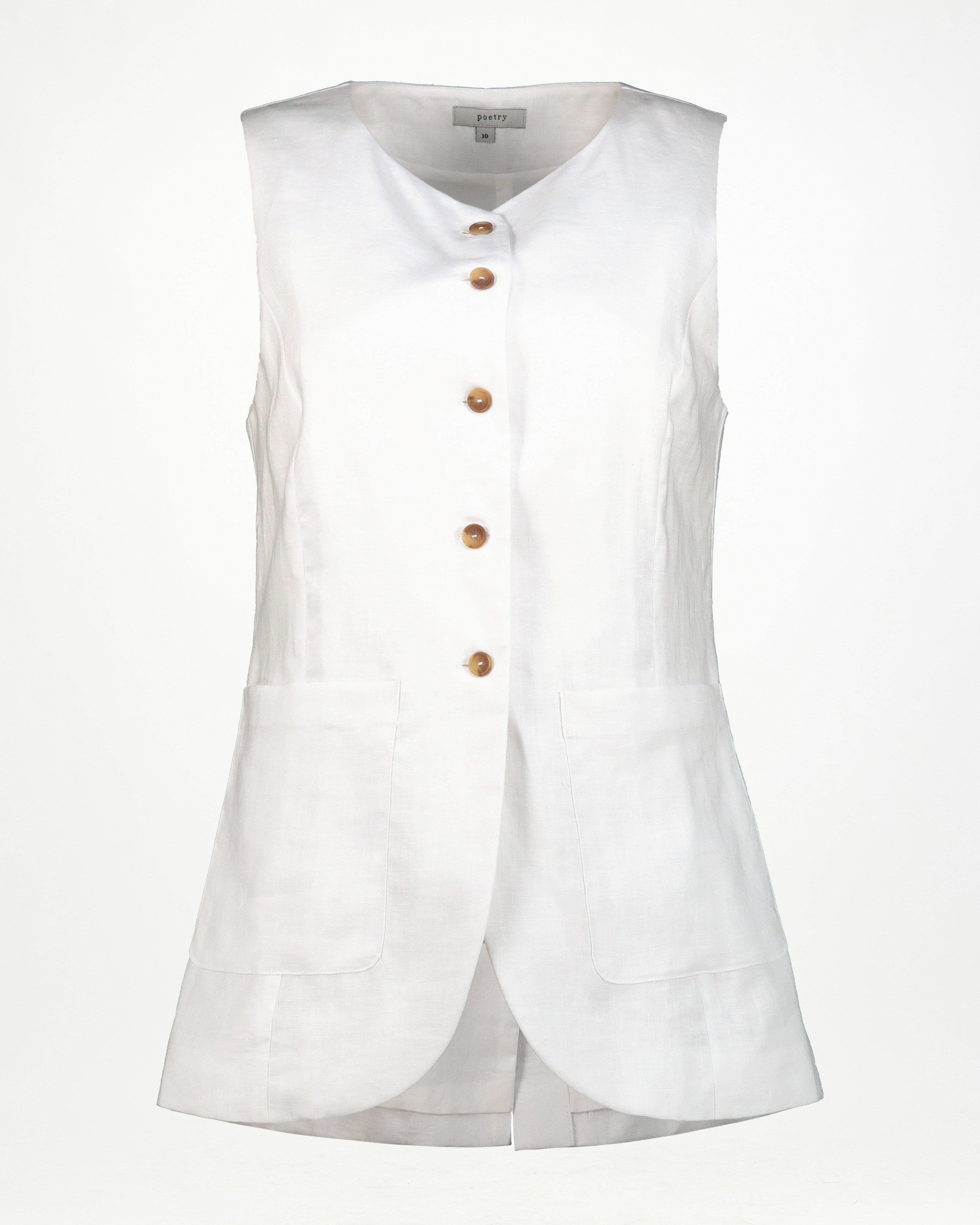 Akari Linen Waistcoat -  White