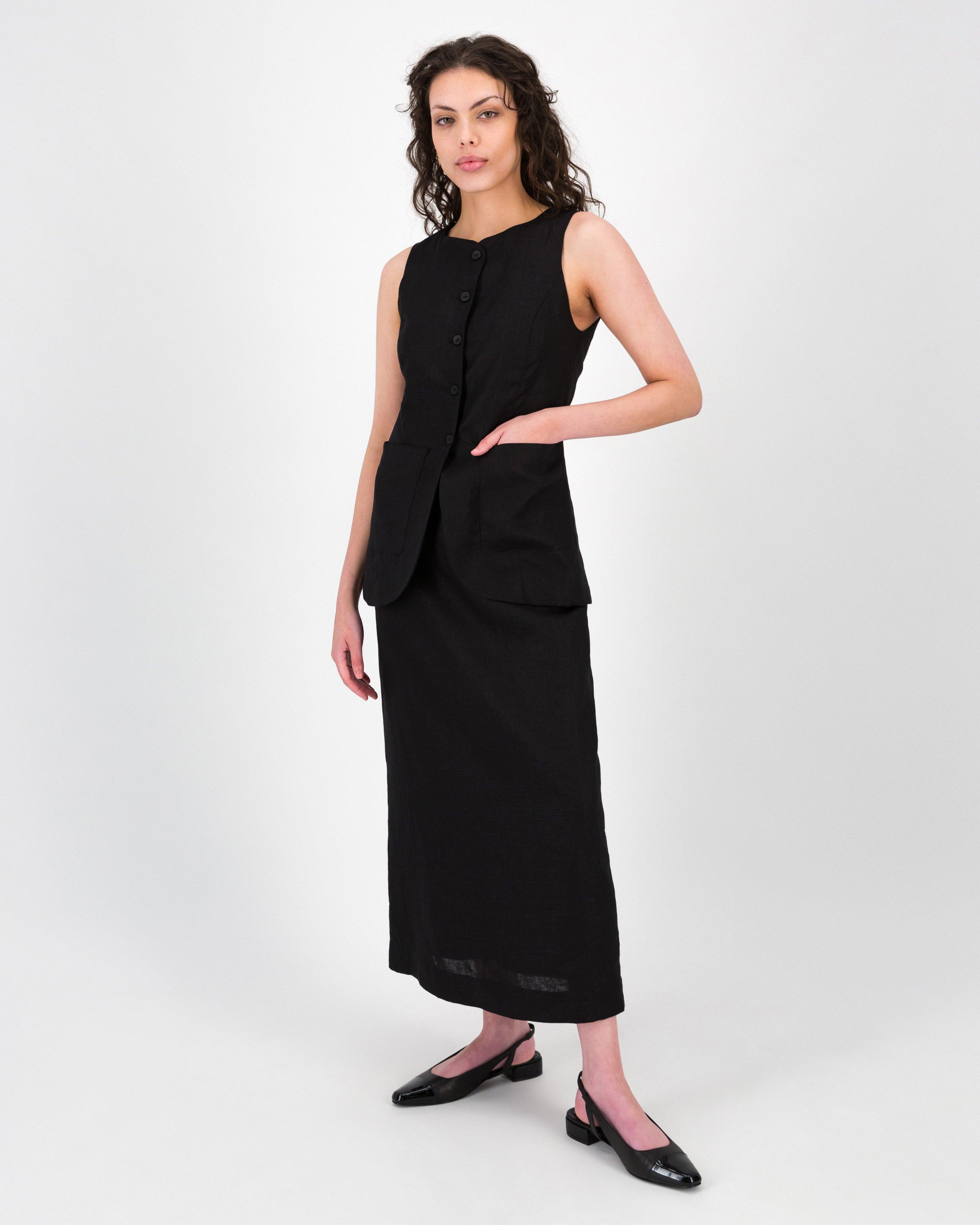 Akari Linen Skirt -  Black