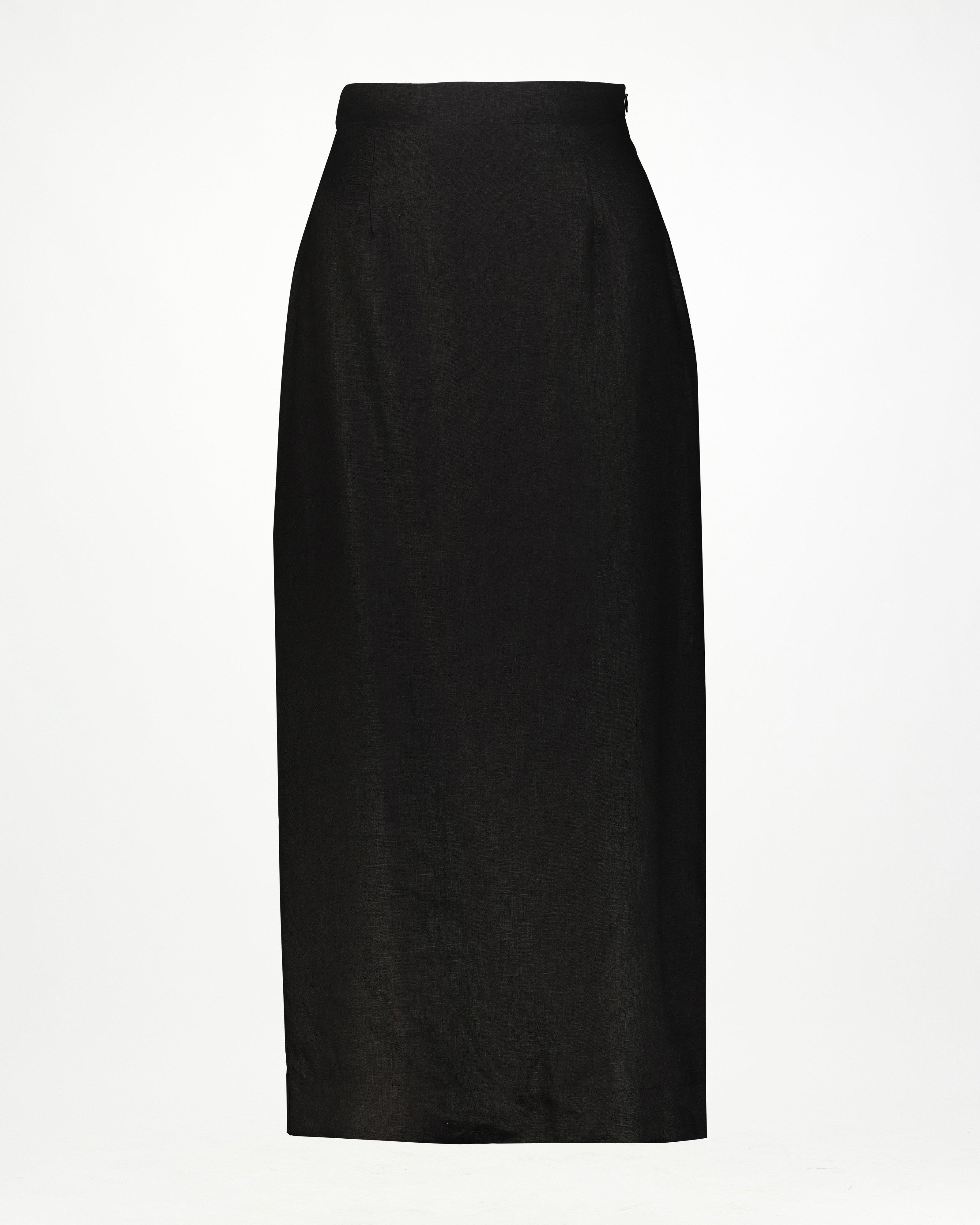 Akari Linen Skirt -  Black