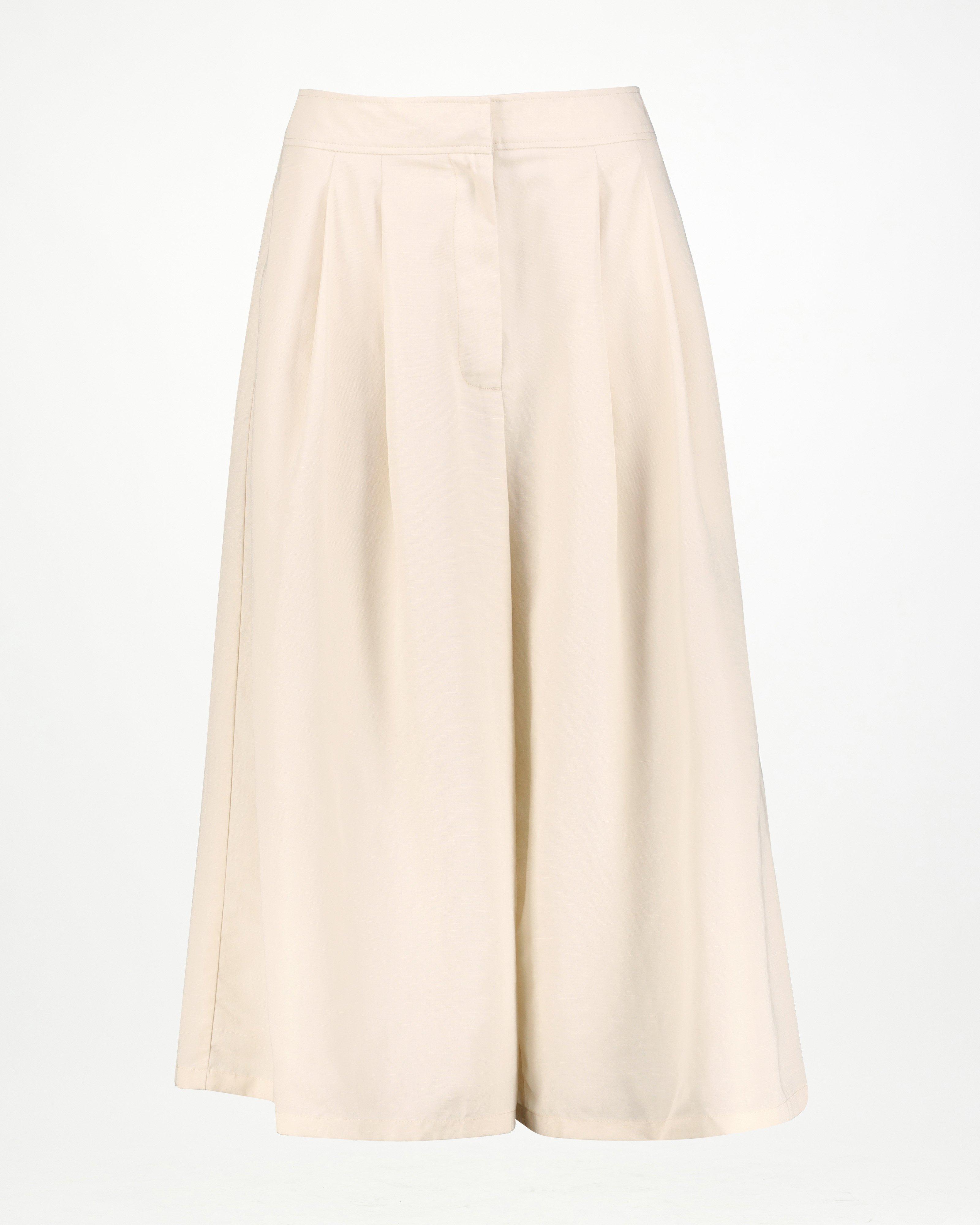 Zola Wide Leg Pleated Culotte -  Stone