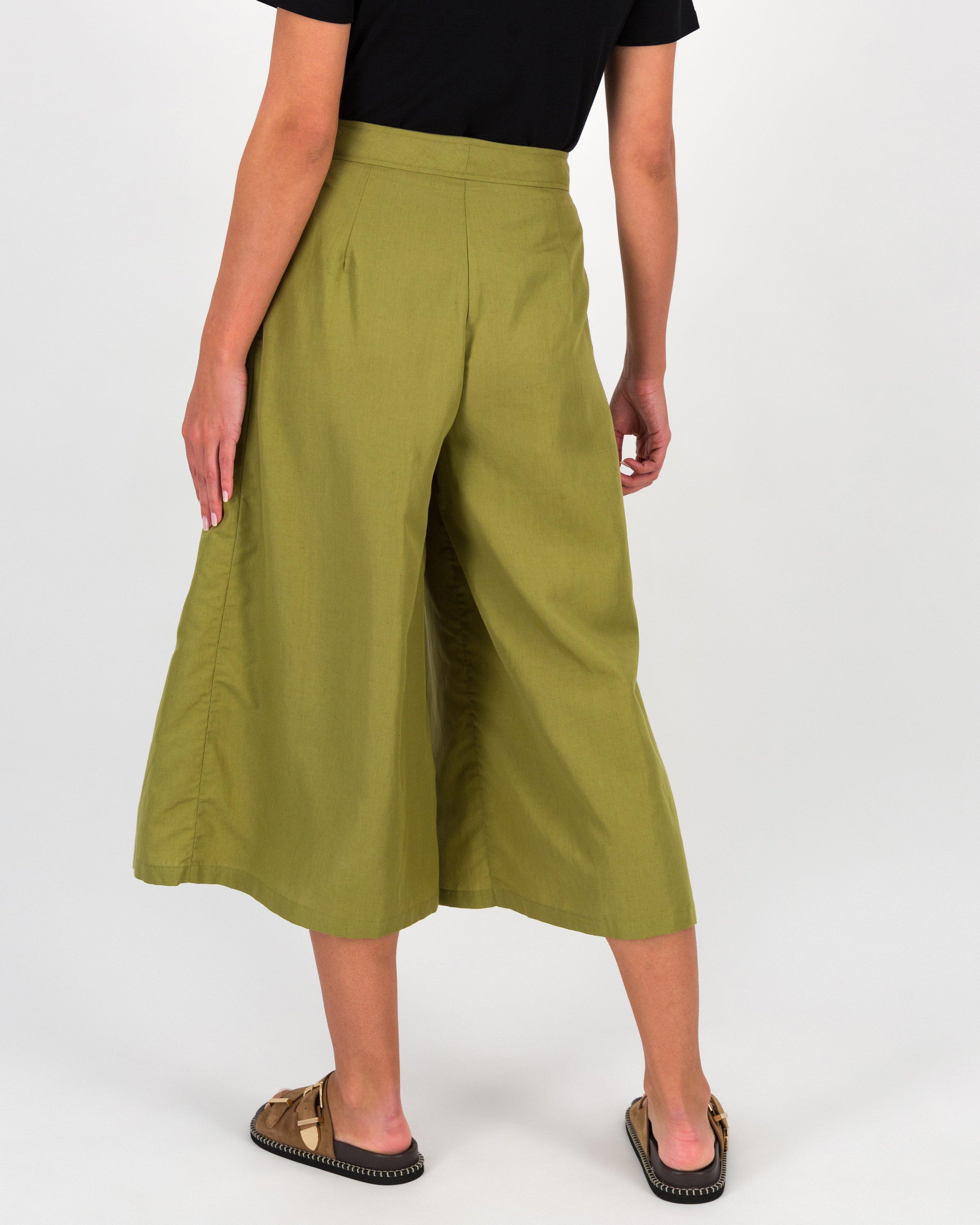 Zola Wide Leg Pleated Culotte -  Olive