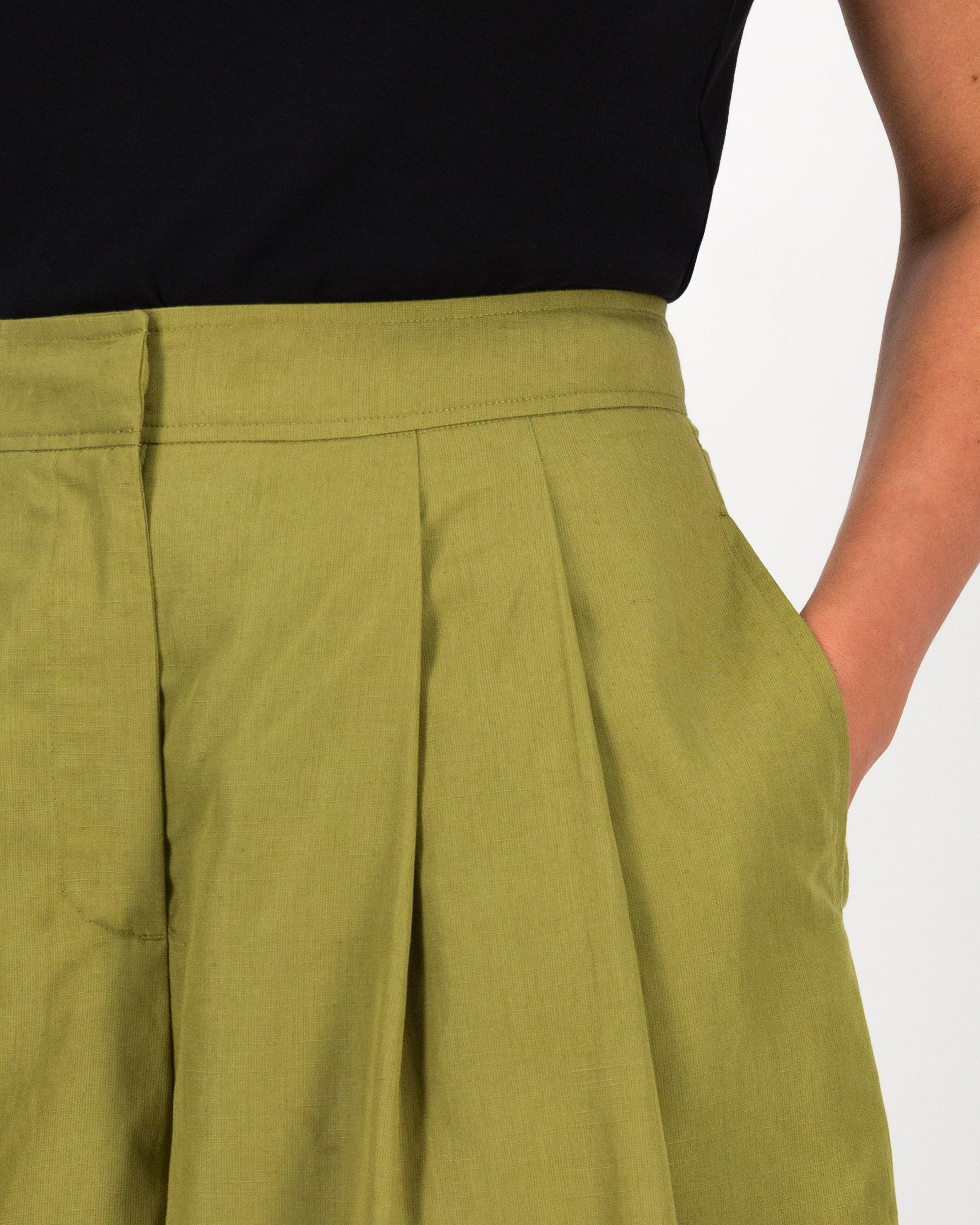 Zola Wide Leg Pleated Culotte -  Olive