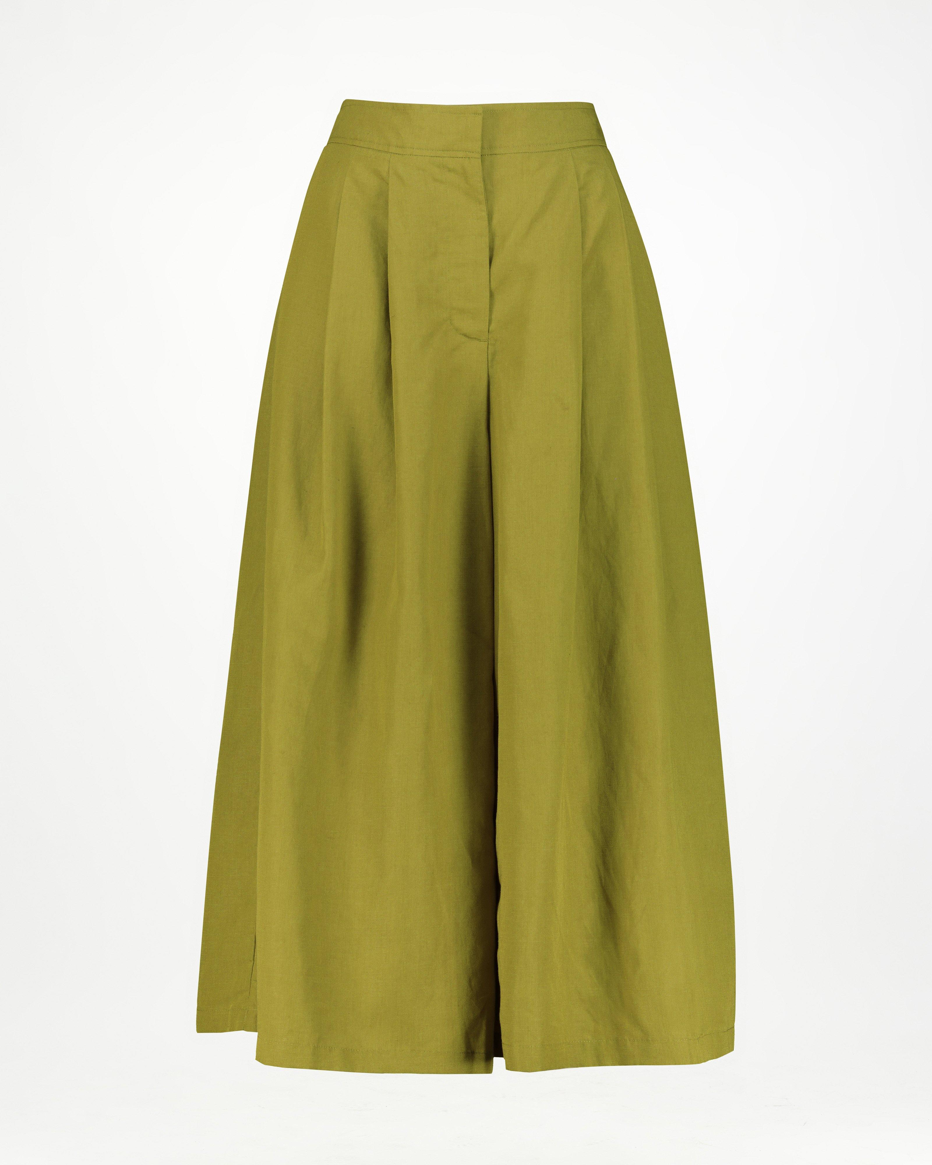 Zola Wide Leg Pleated Culotte -  Olive