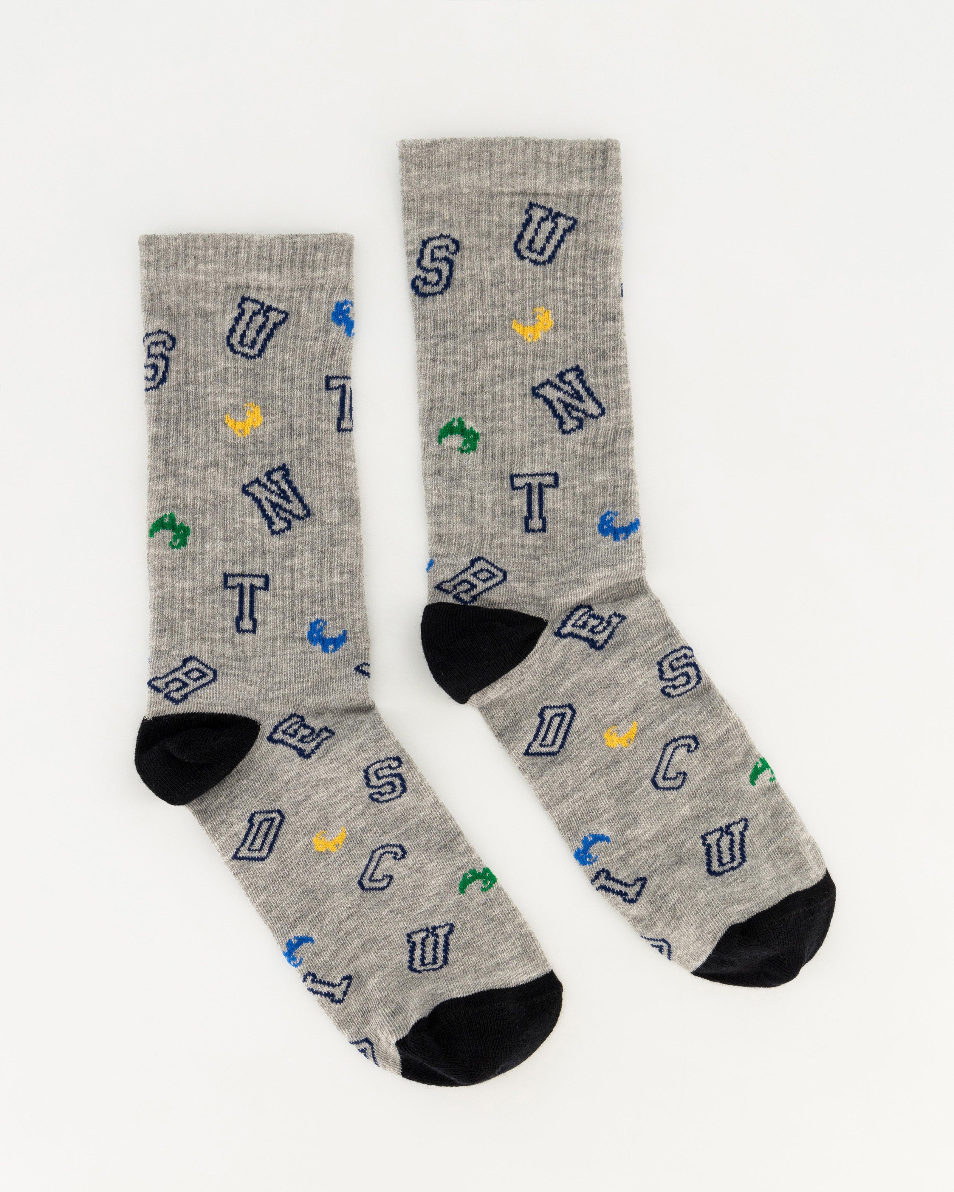  Men’s Cedric Letter Print Socks  -  Grey