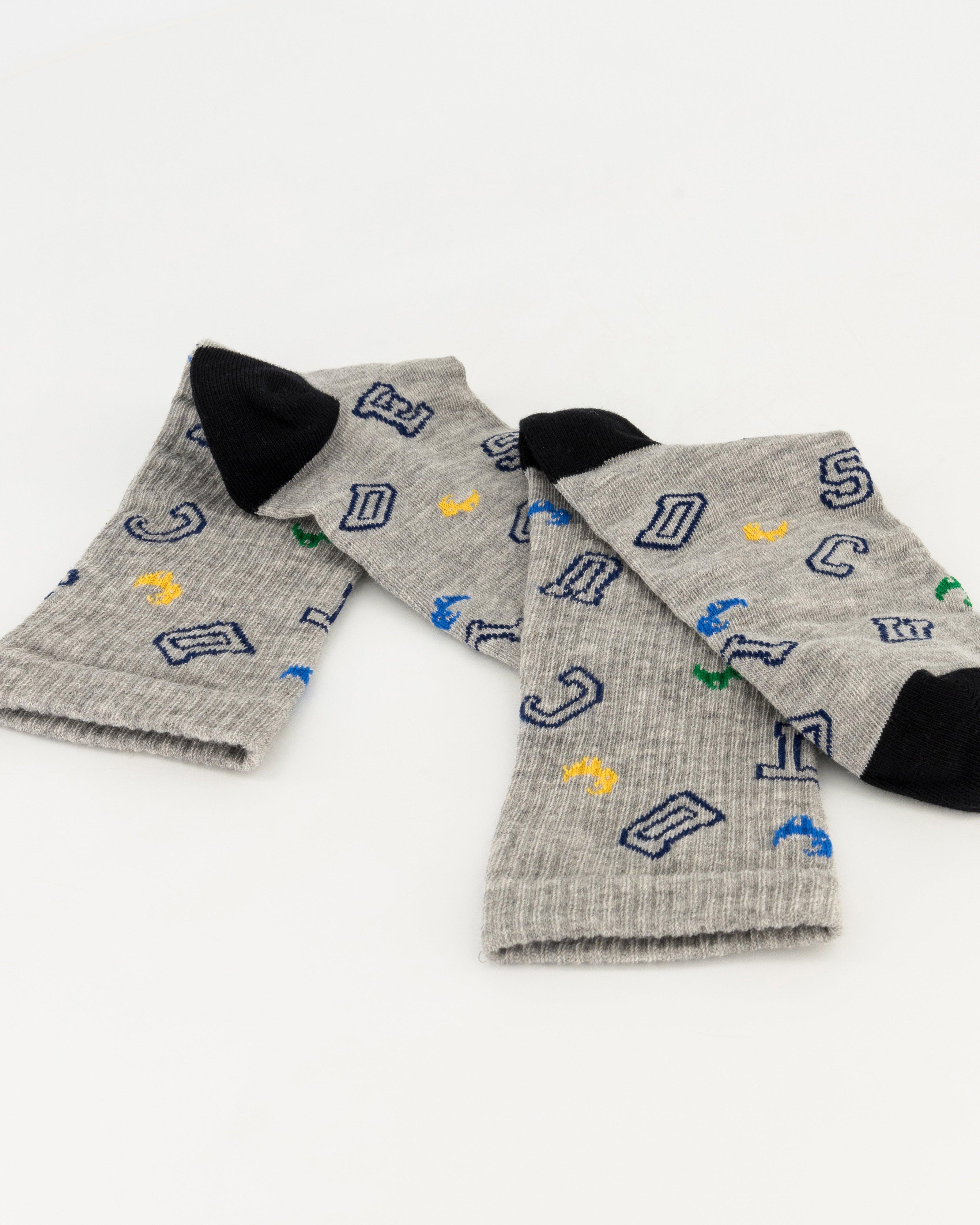  Men’s Cedric Letter Print Socks  -  Grey