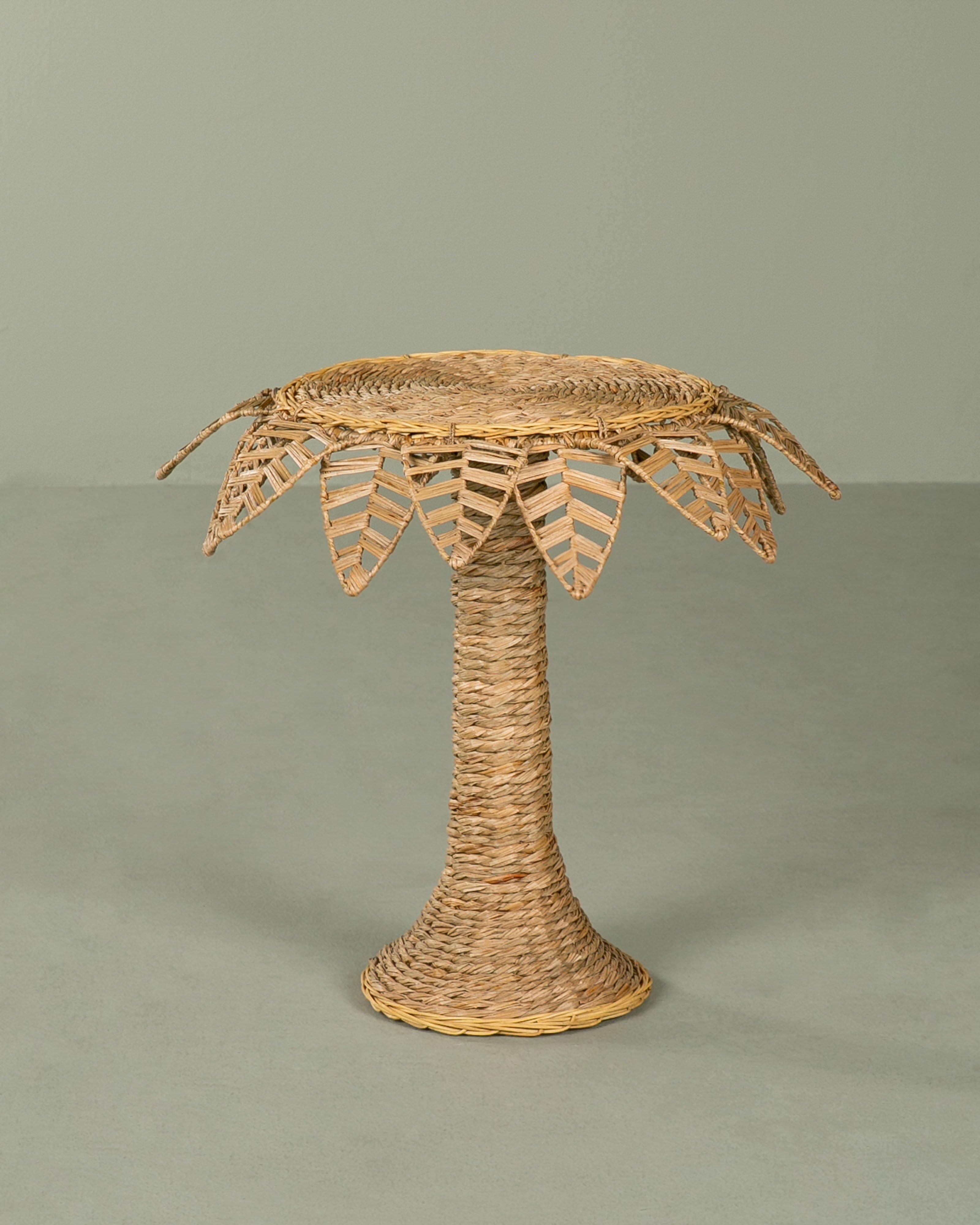 Palm Rattan Stool -  Cream