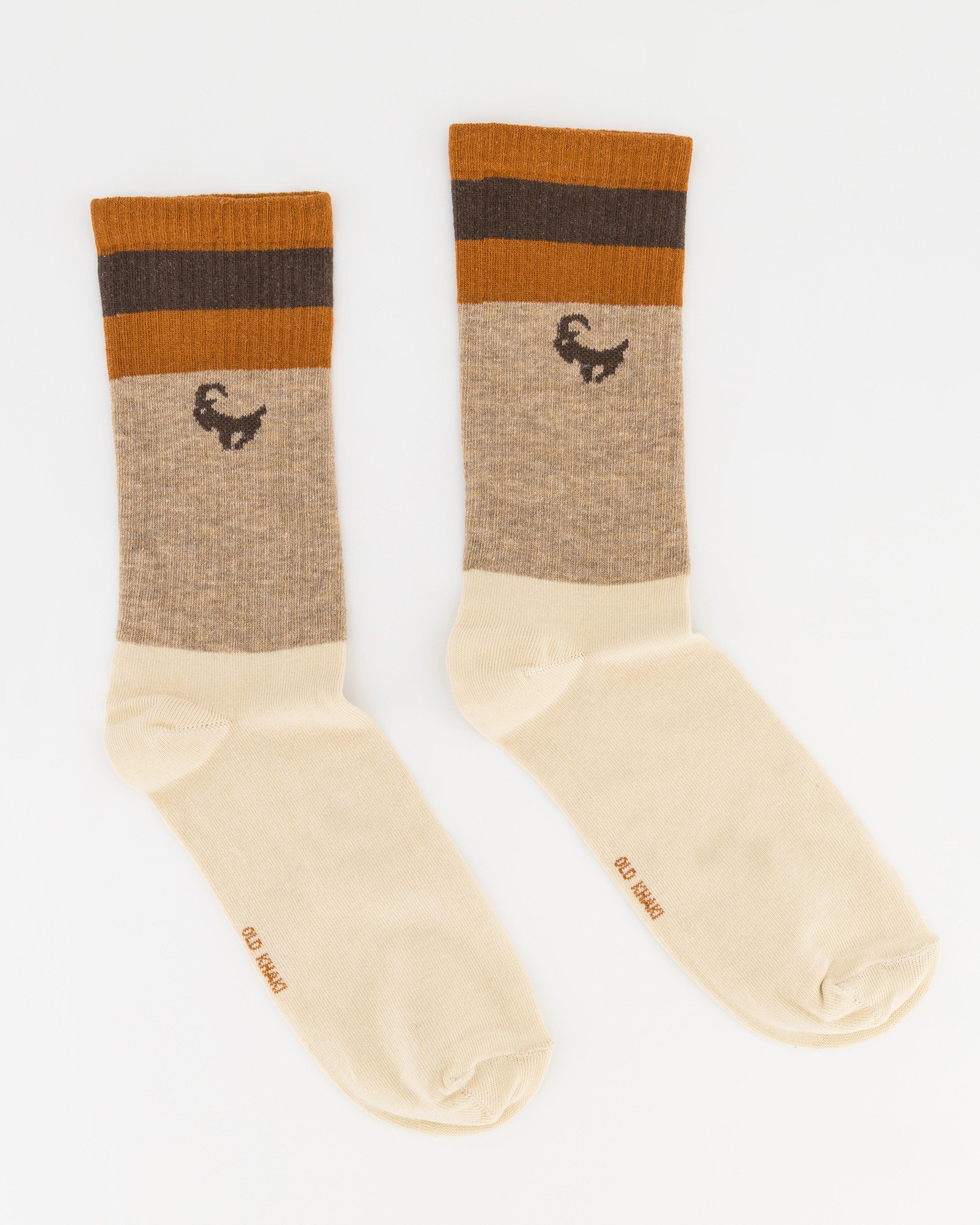  Men’s Vento Ribbed Melange Stripe Socks  -  Stone