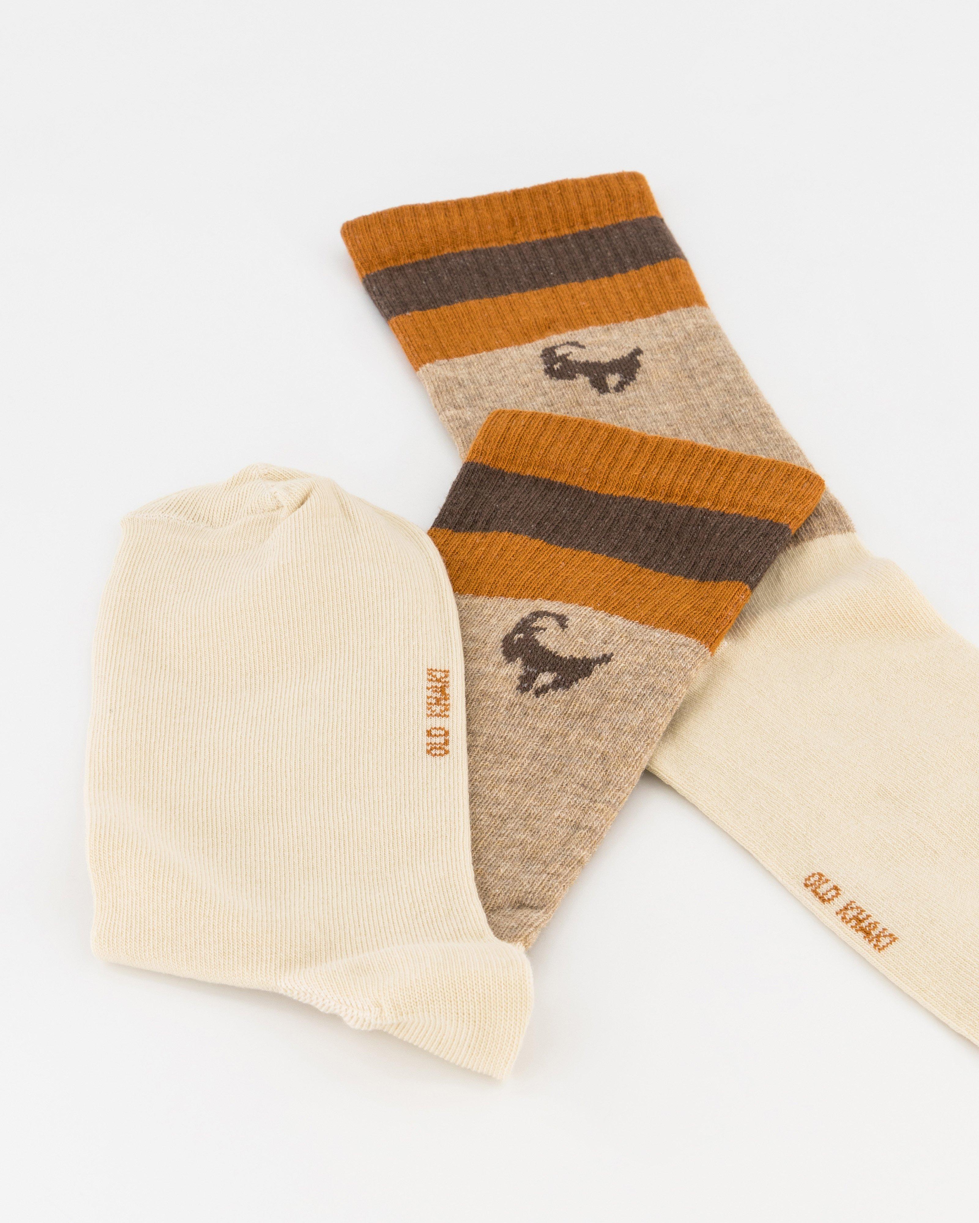  Men’s Vento Ribbed Melange Stripe Socks  -  Stone