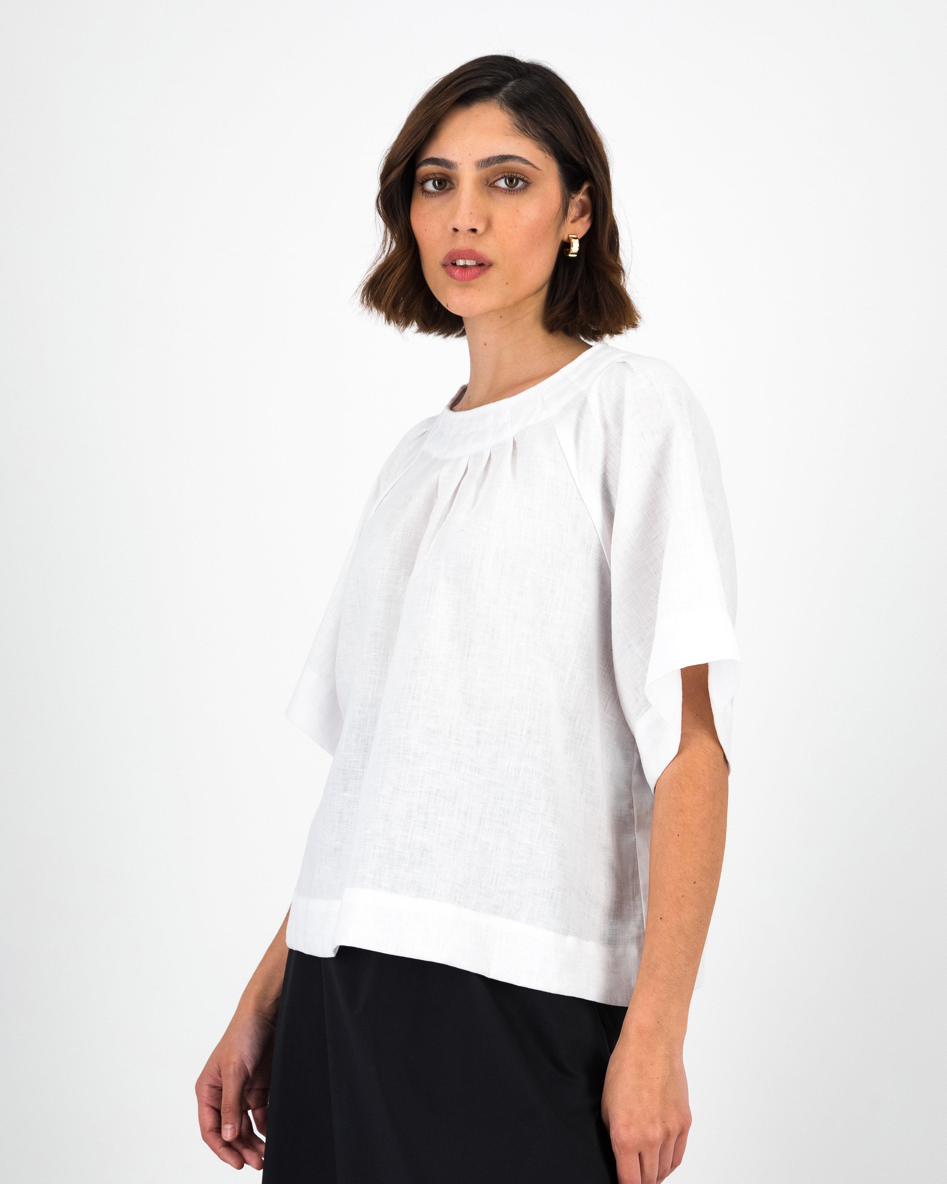 Kelly-Ann Linen Blouse -  White