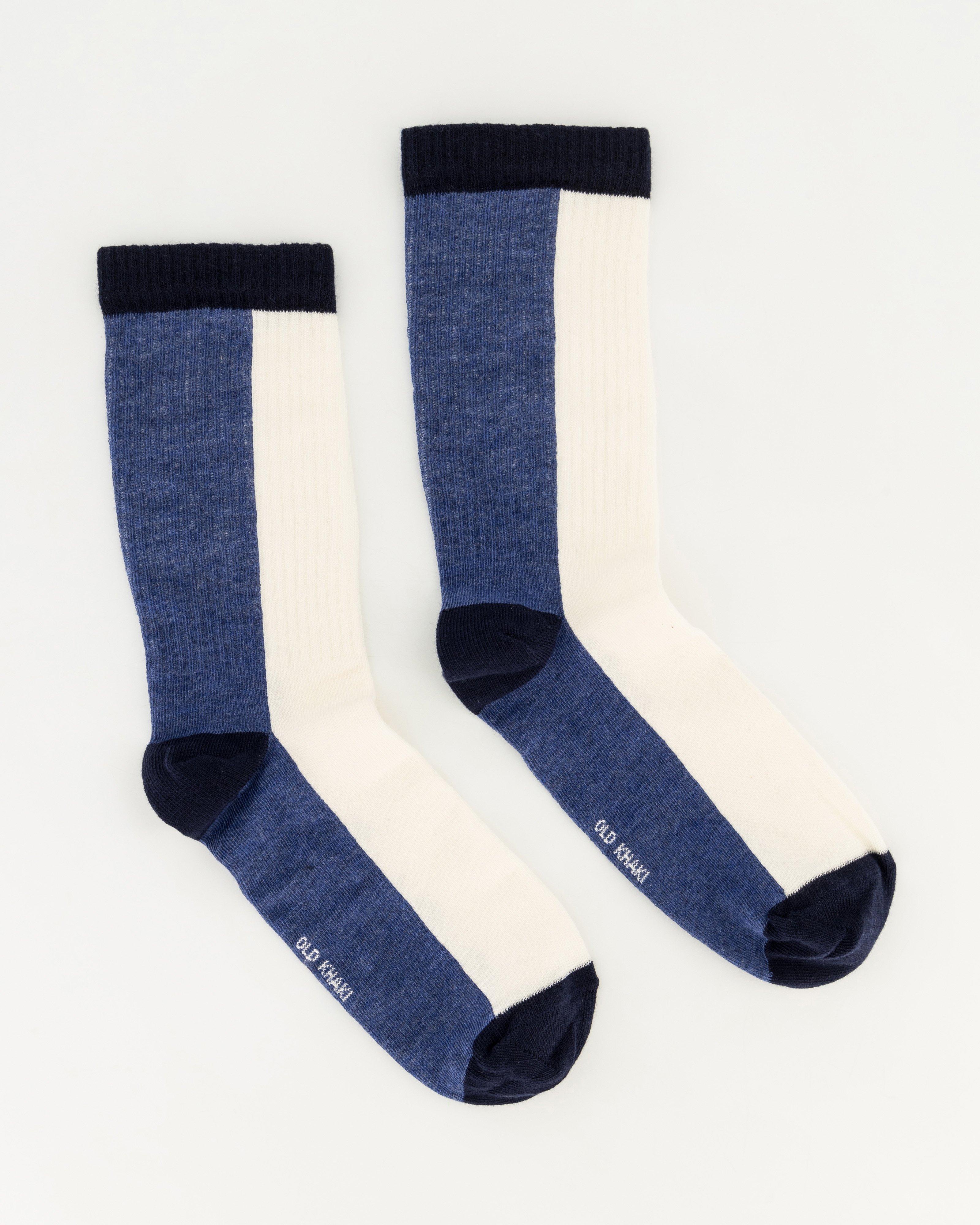 Men’s Ativ Blocked Stripe Socks  -  Blue