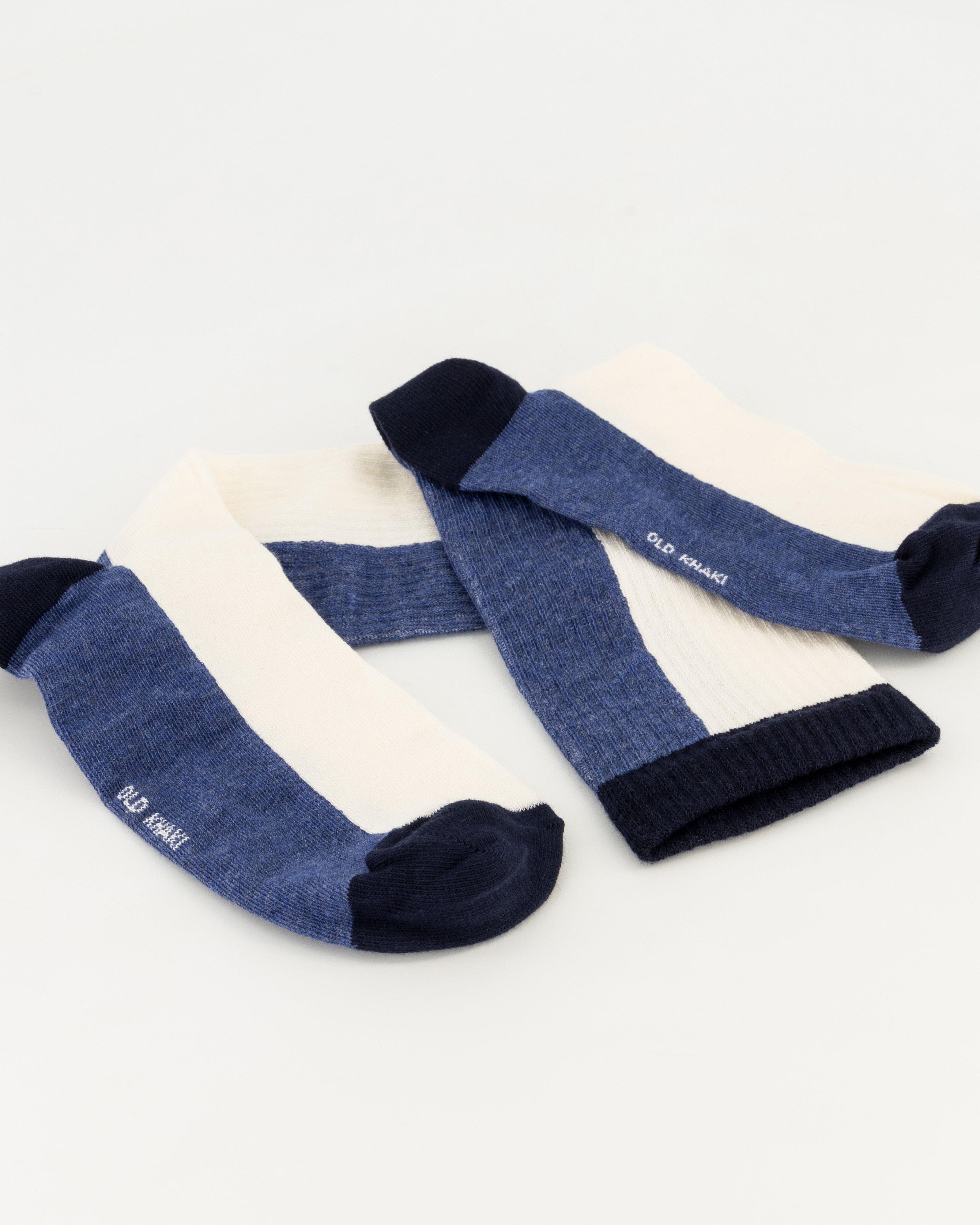 Men’s Ativ Blocked Stripe Socks  -  Blue