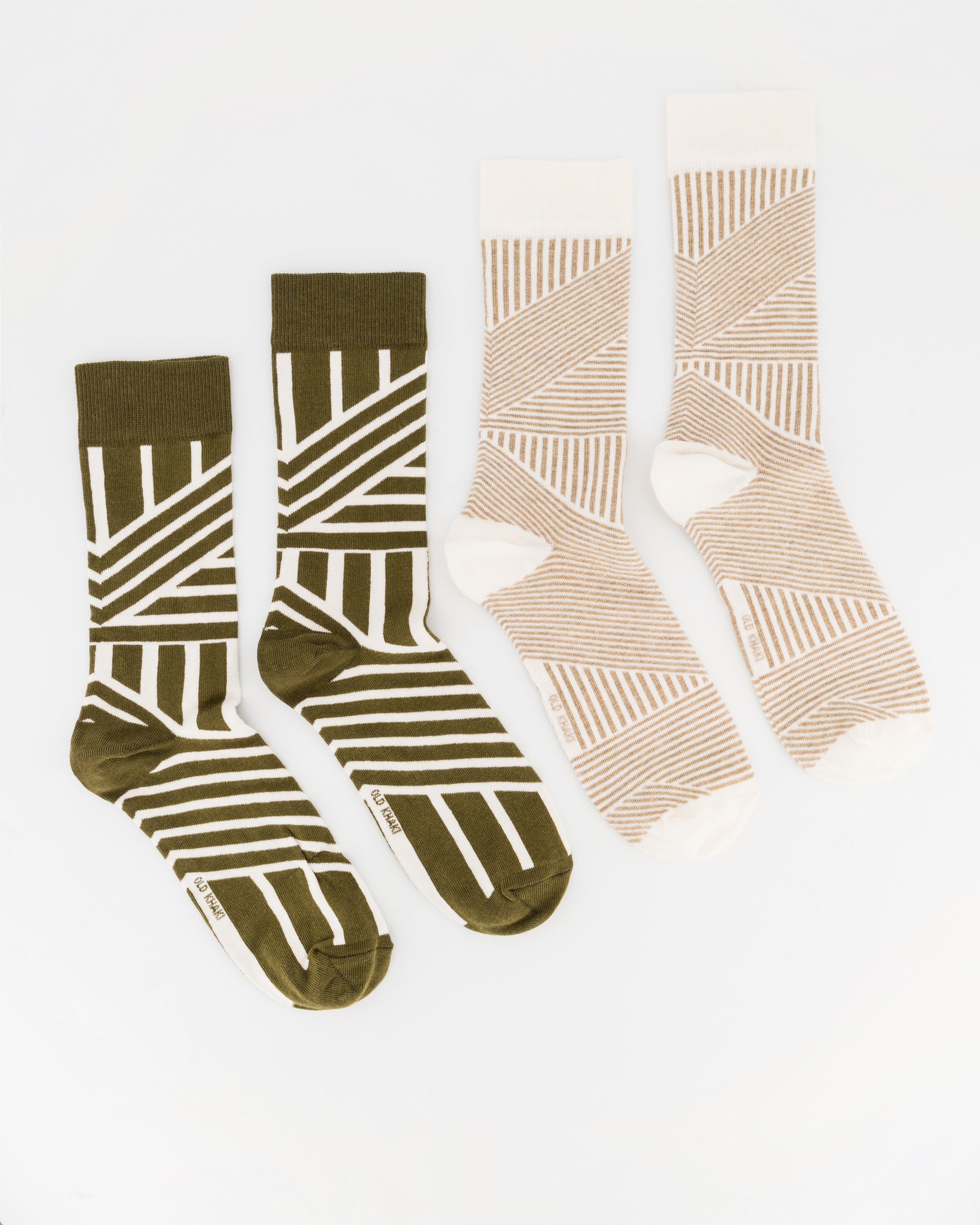 Men’s Victor Abstract Stripe Socks 2-Pack  -  Green