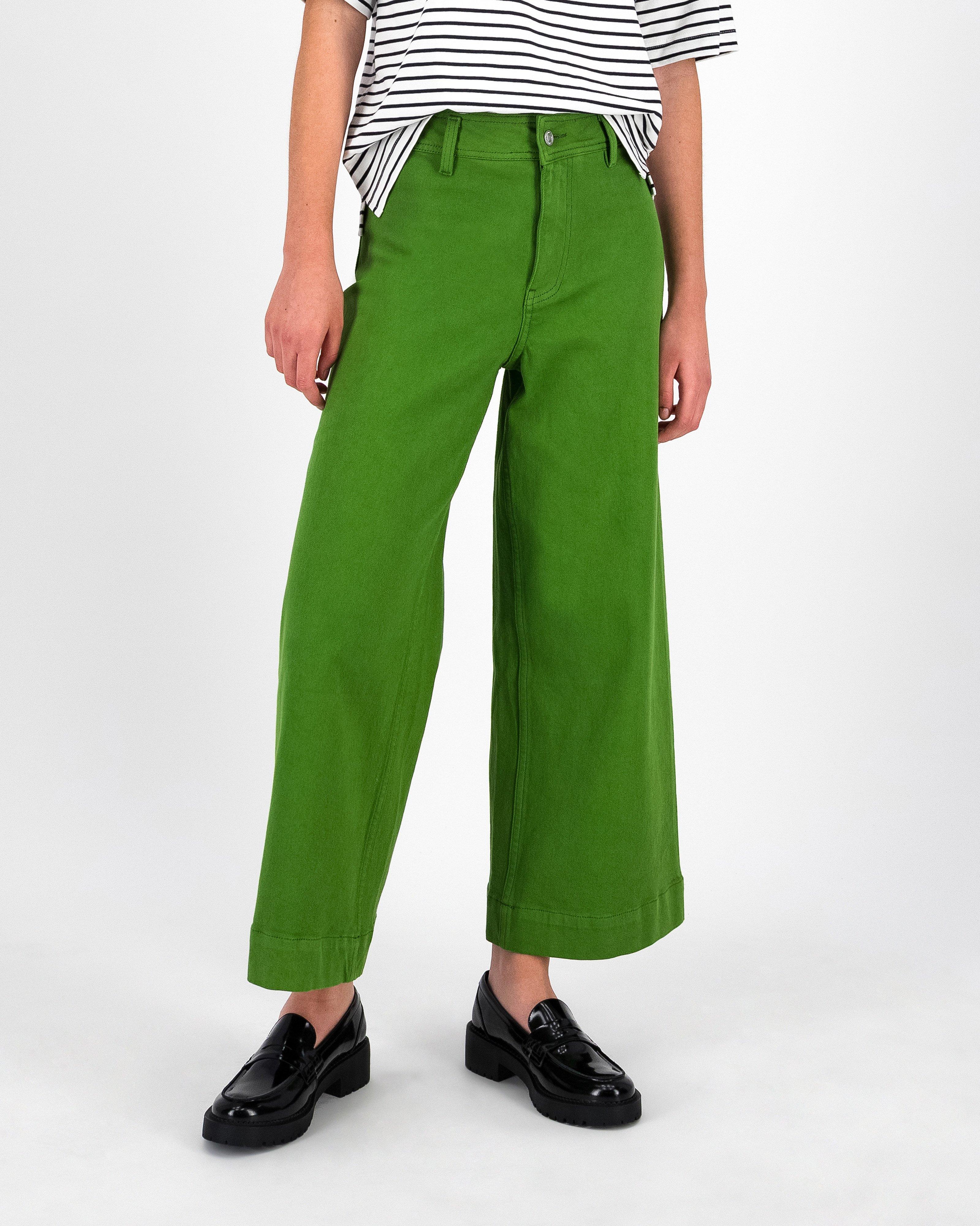 Reign Green Wide Leg Denims -  Green