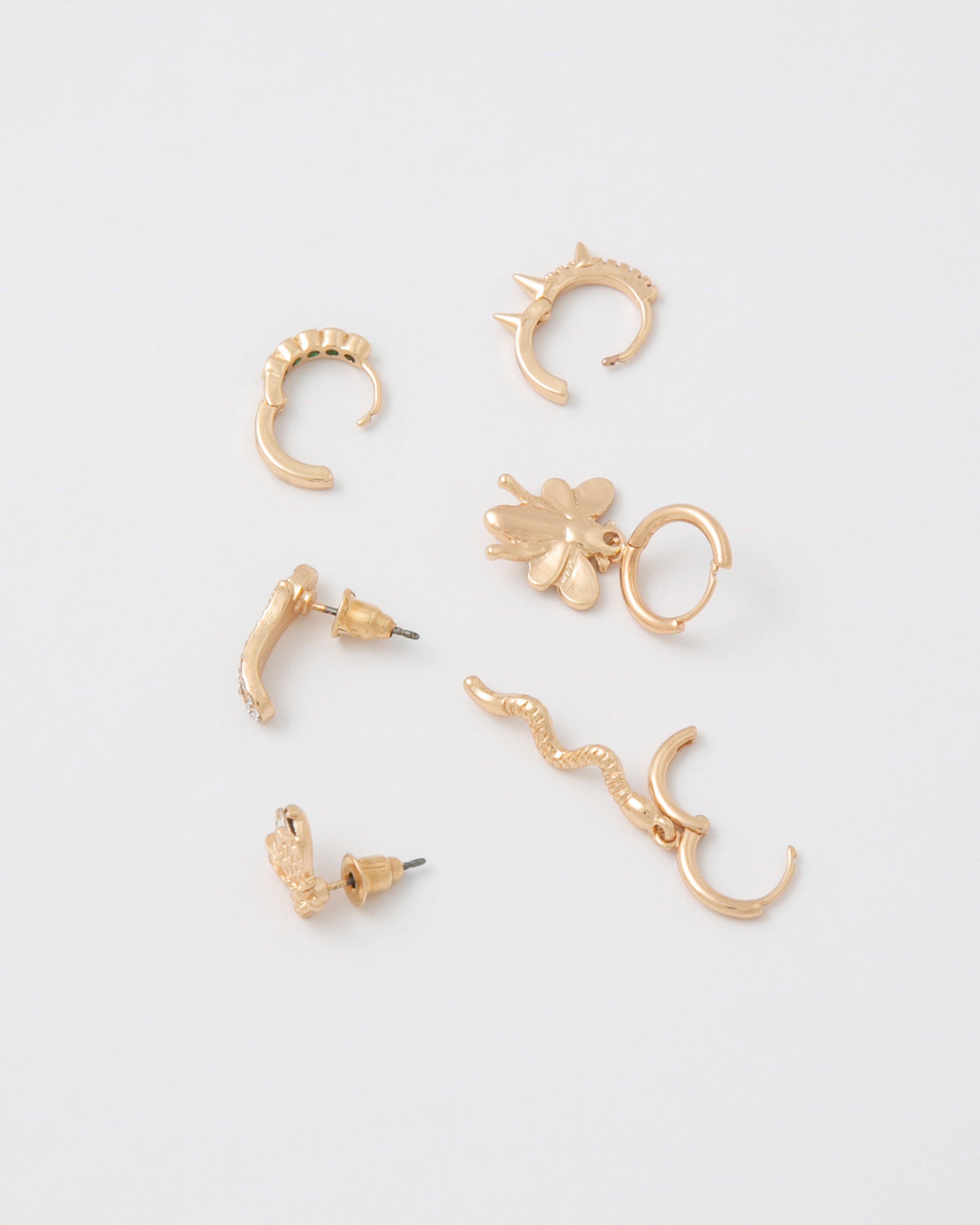 Animal Interest Stone Earrings 3-Pack -  Green