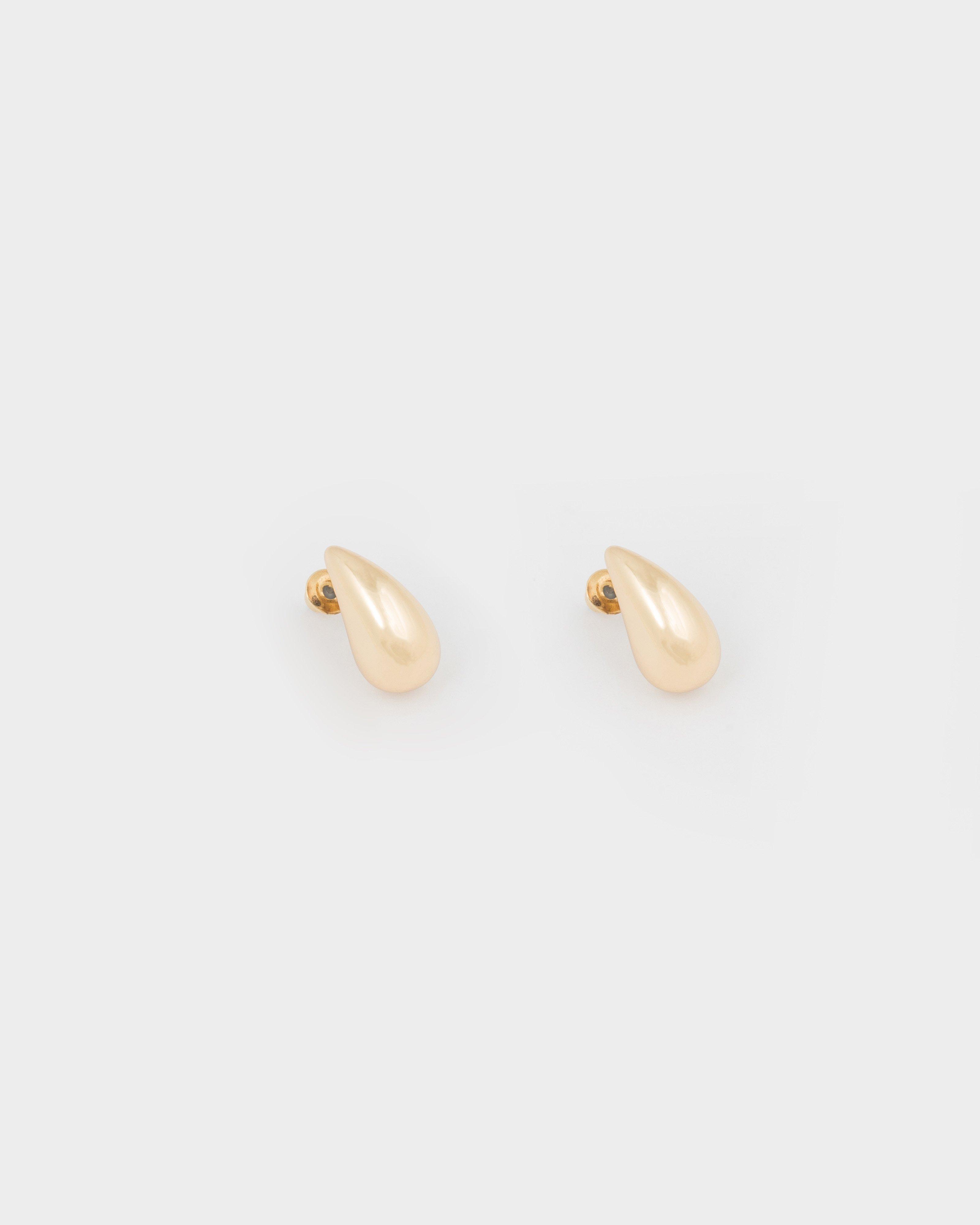 Vintage Teardrop Stud Earrings -  Gold