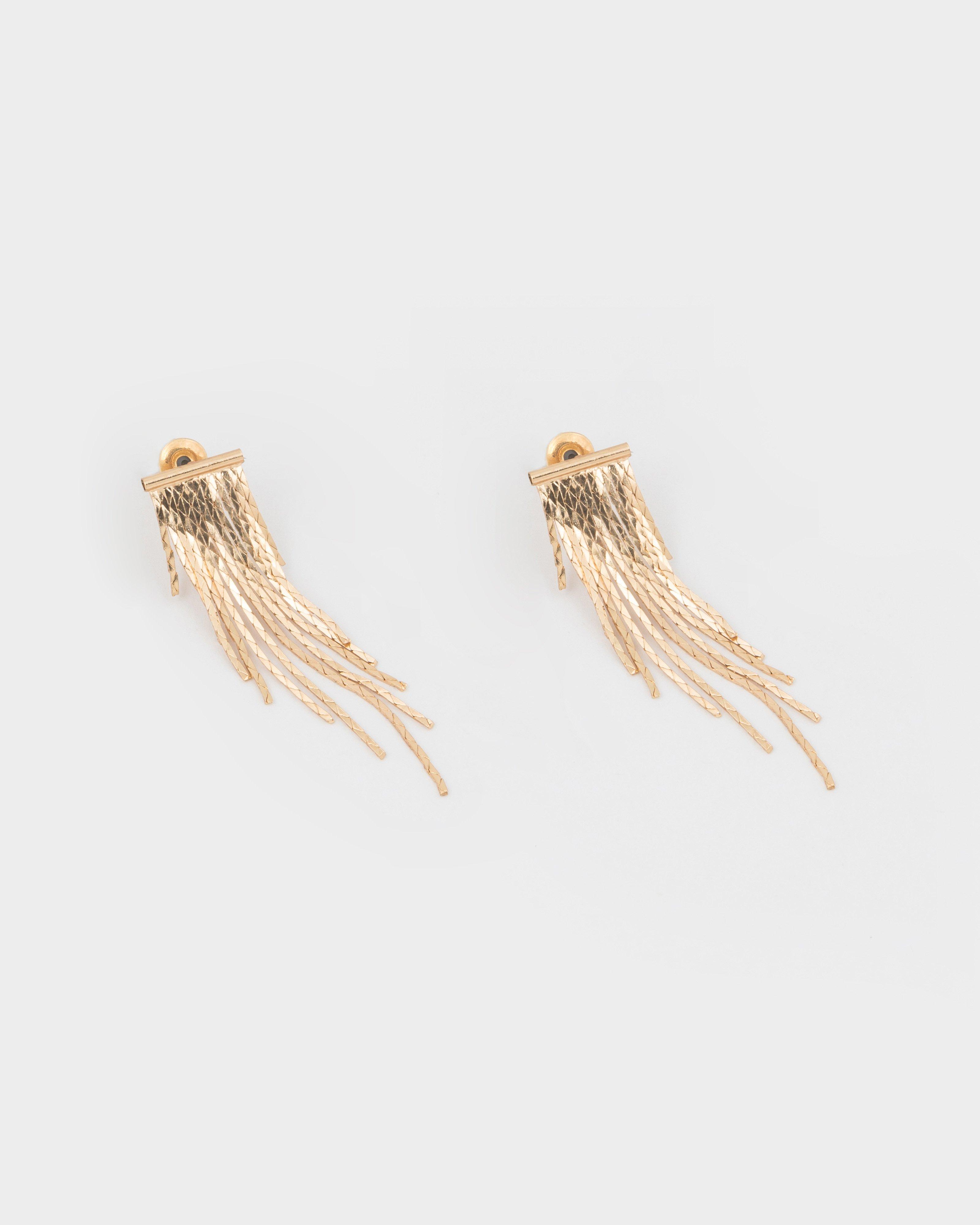 Waterfall & Bar Drop Earrings -  Gold