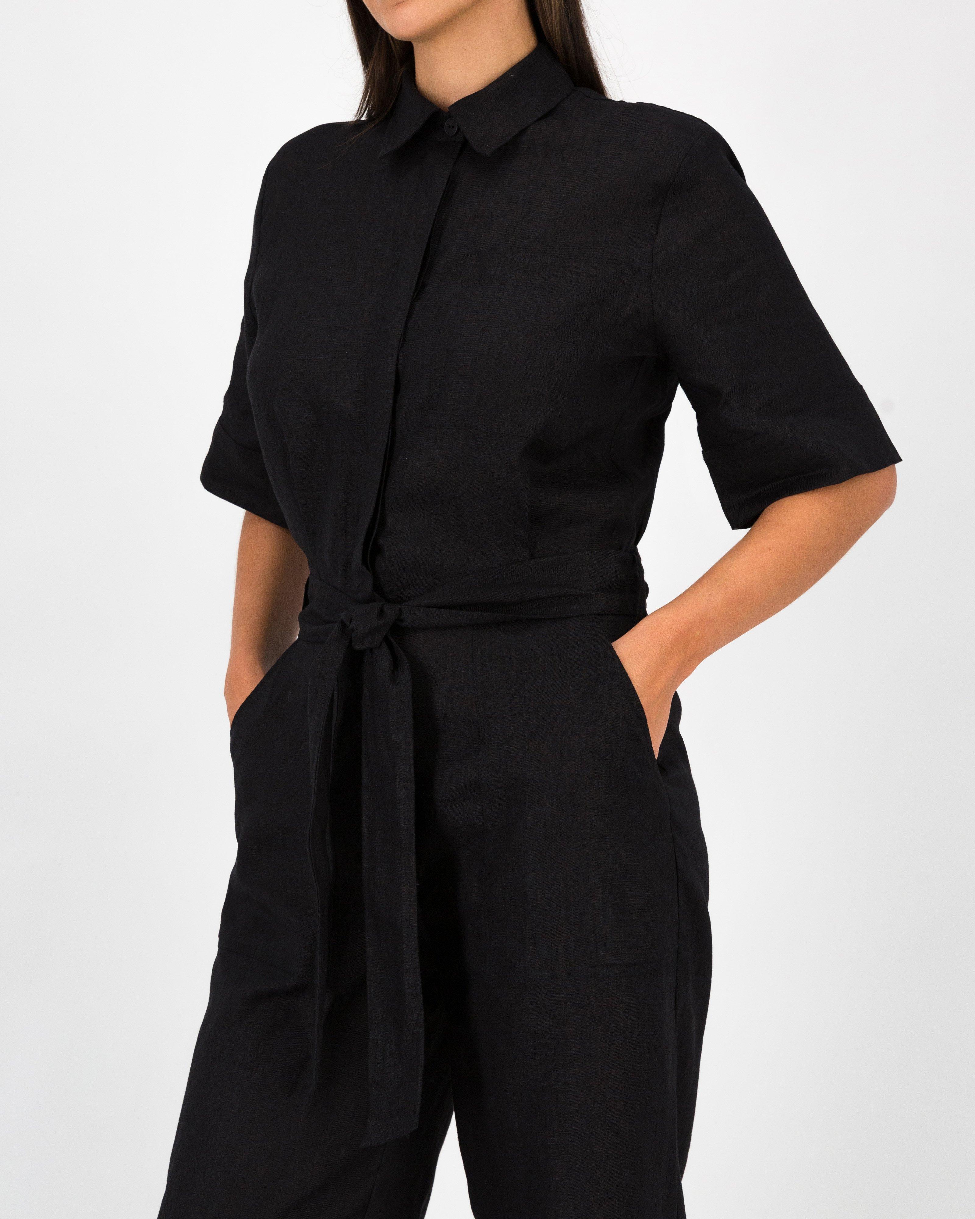 Celeste Linen Jumpsuit -  Black