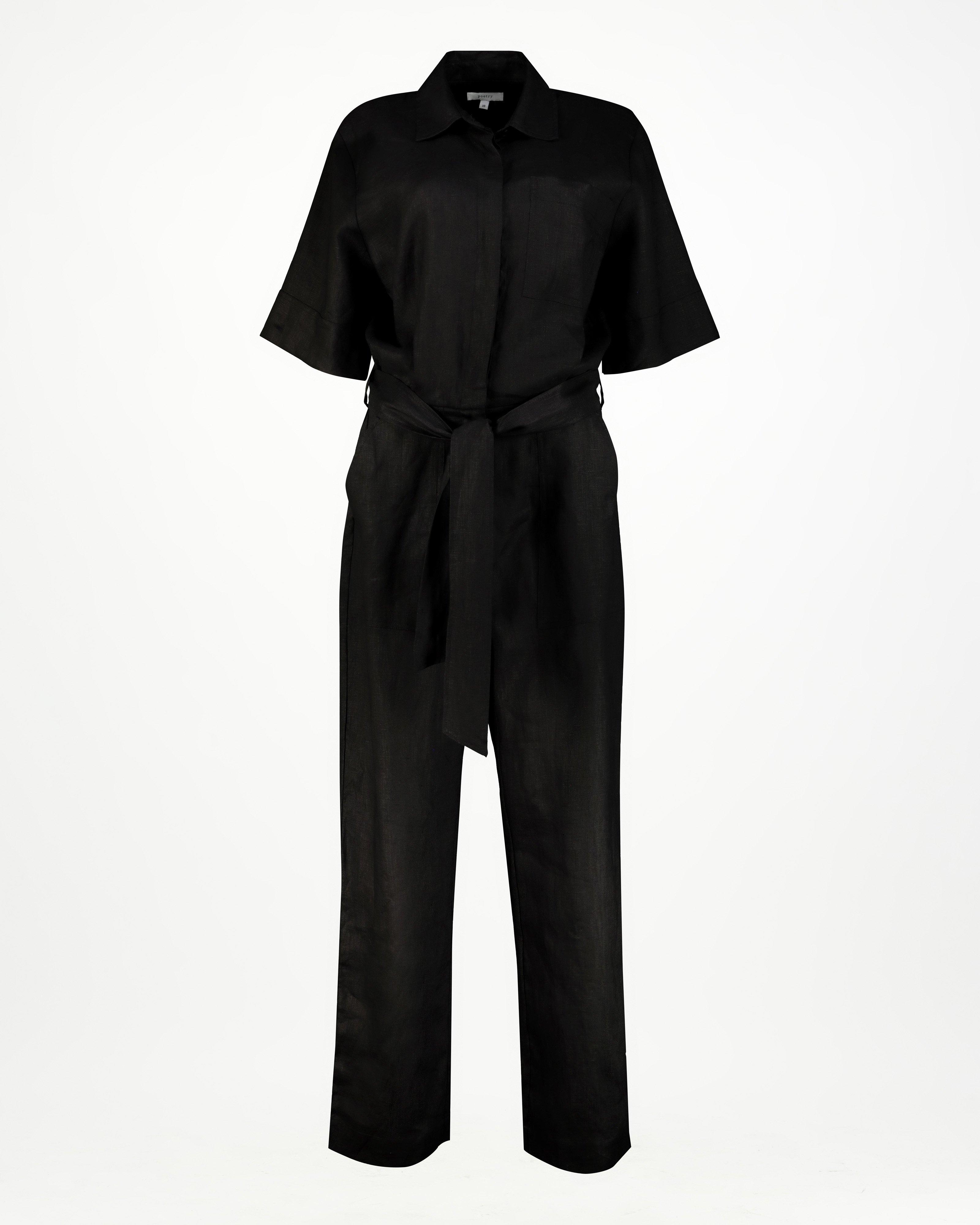 Celeste Linen Jumpsuit -  Black