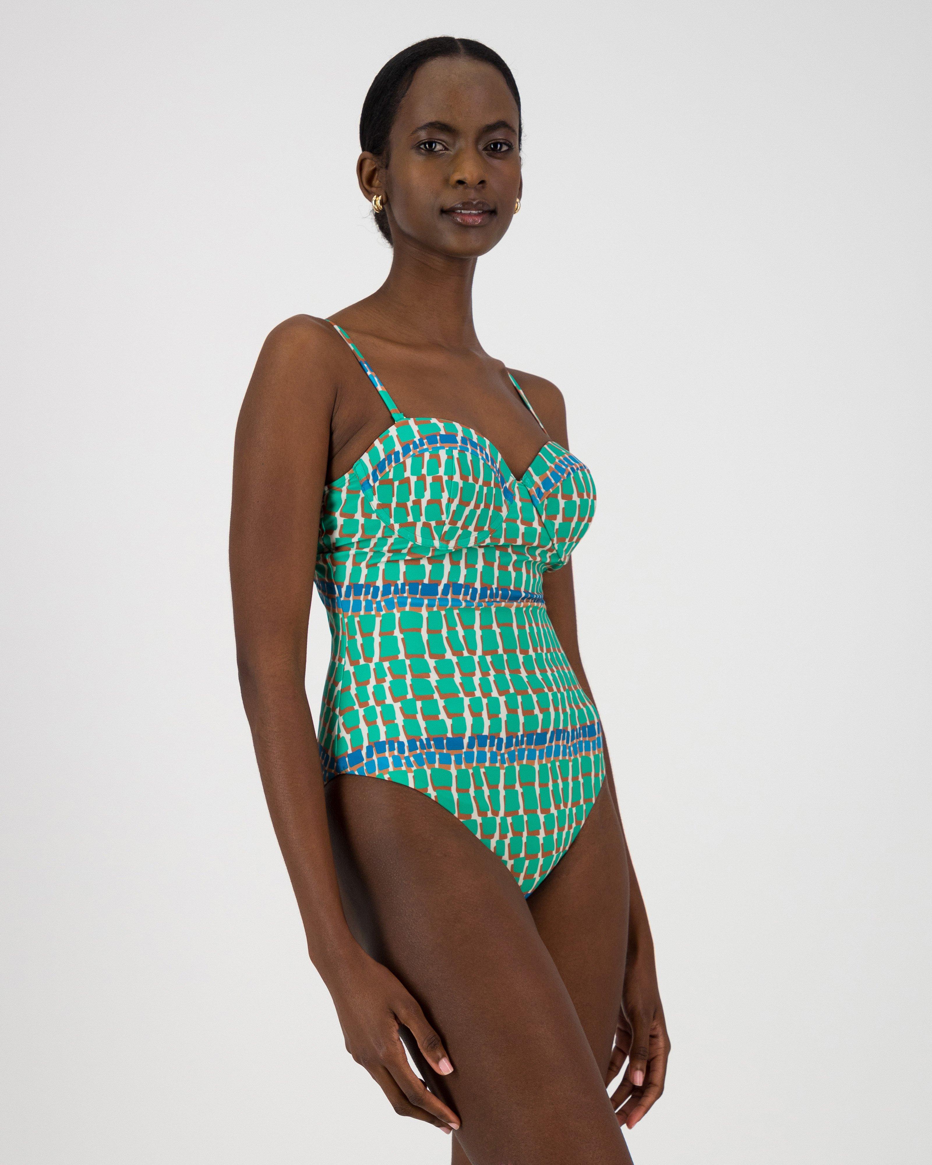  Louis Printed Underwire One Piece -  Green