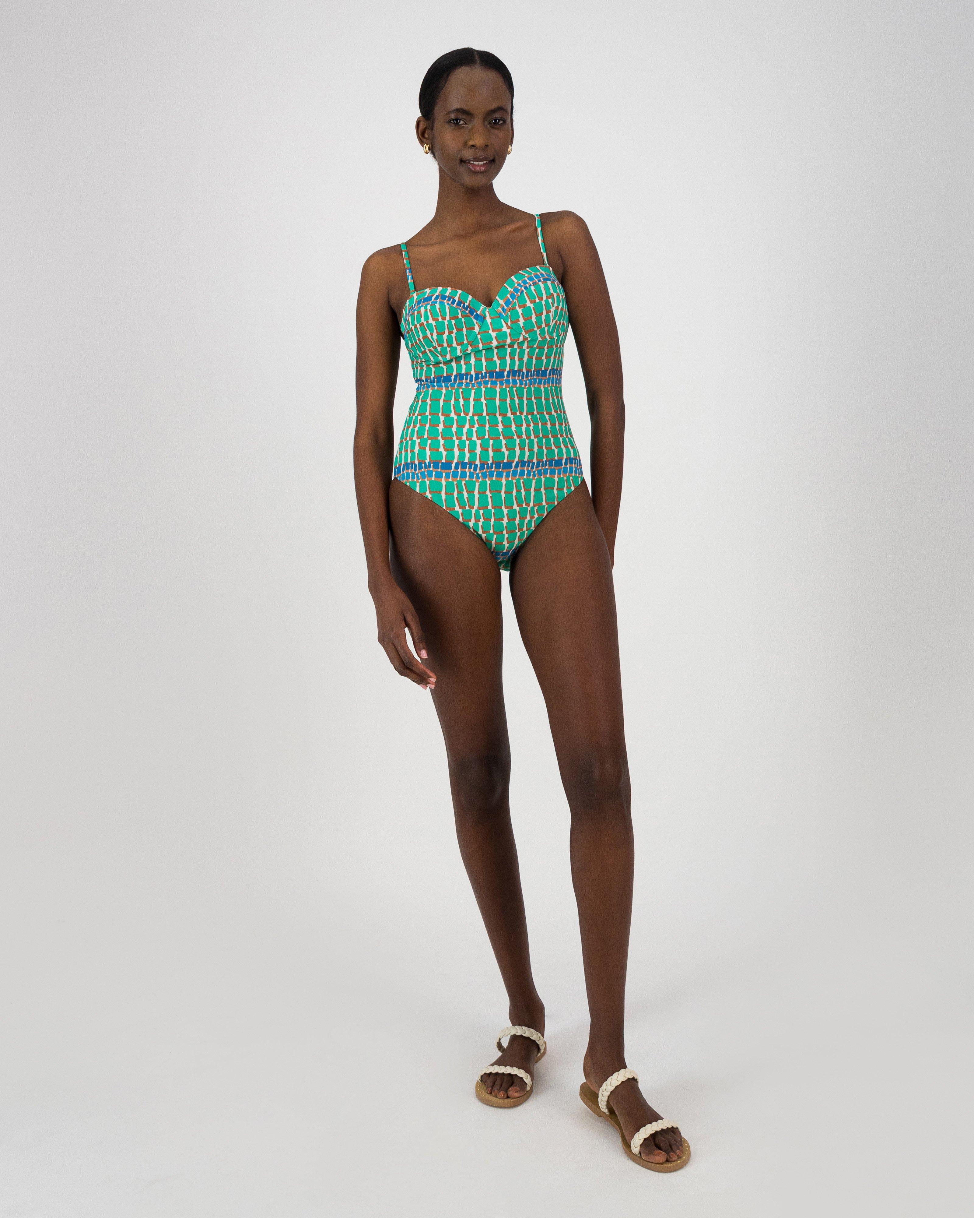  Louis Printed Underwire One Piece -  Green