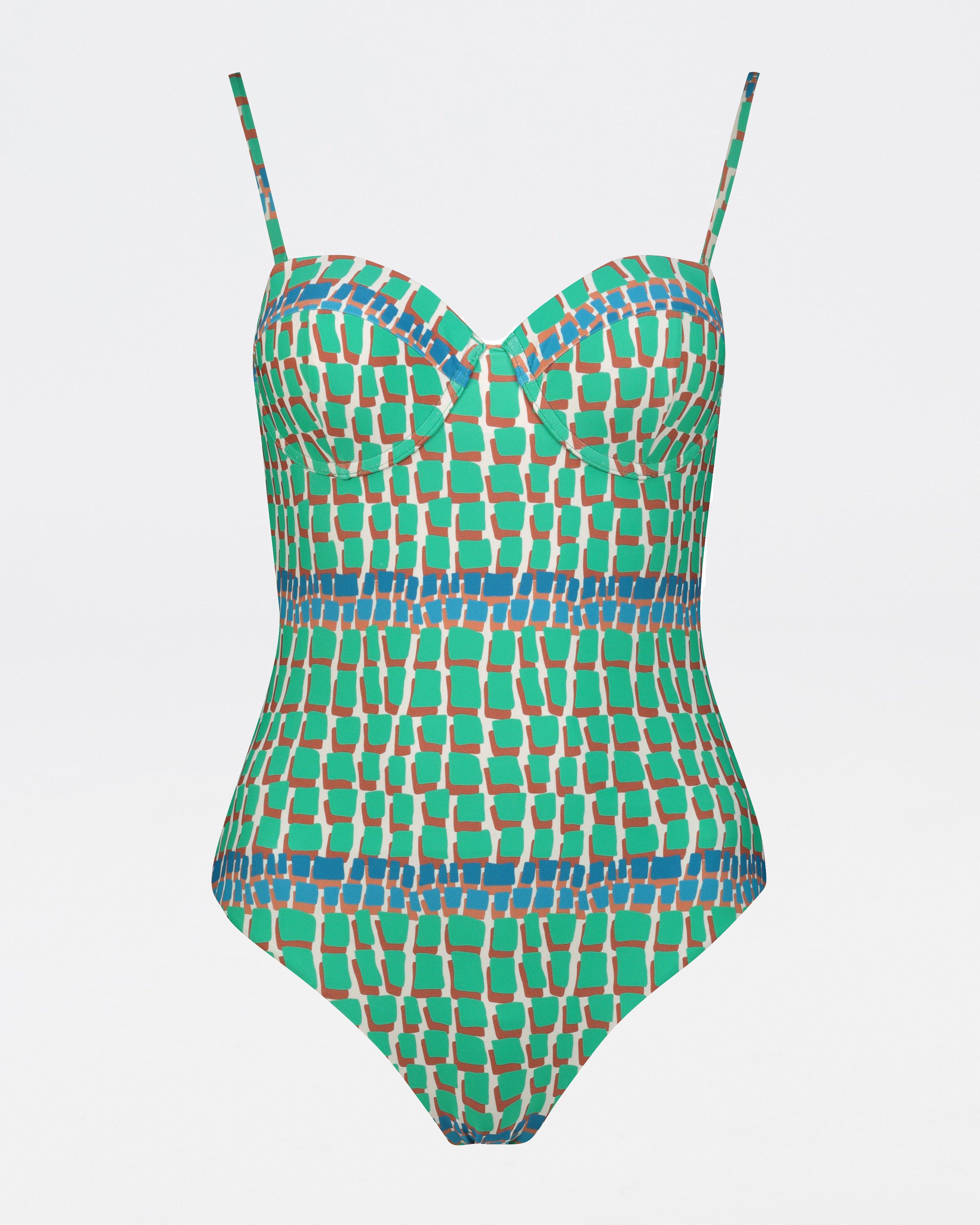  Louis Printed Underwire One Piece -  Green