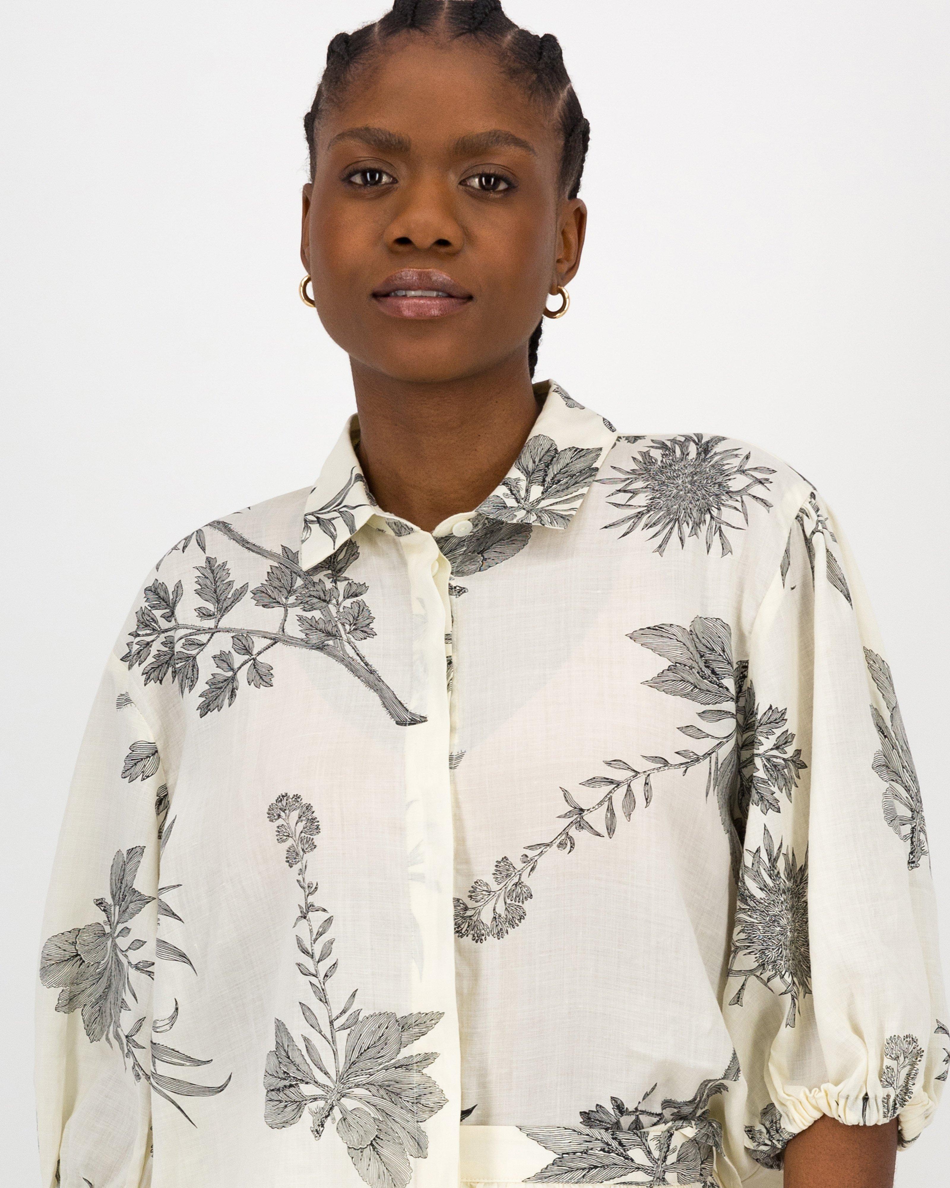 Farrah Printed Blouse -  Milk