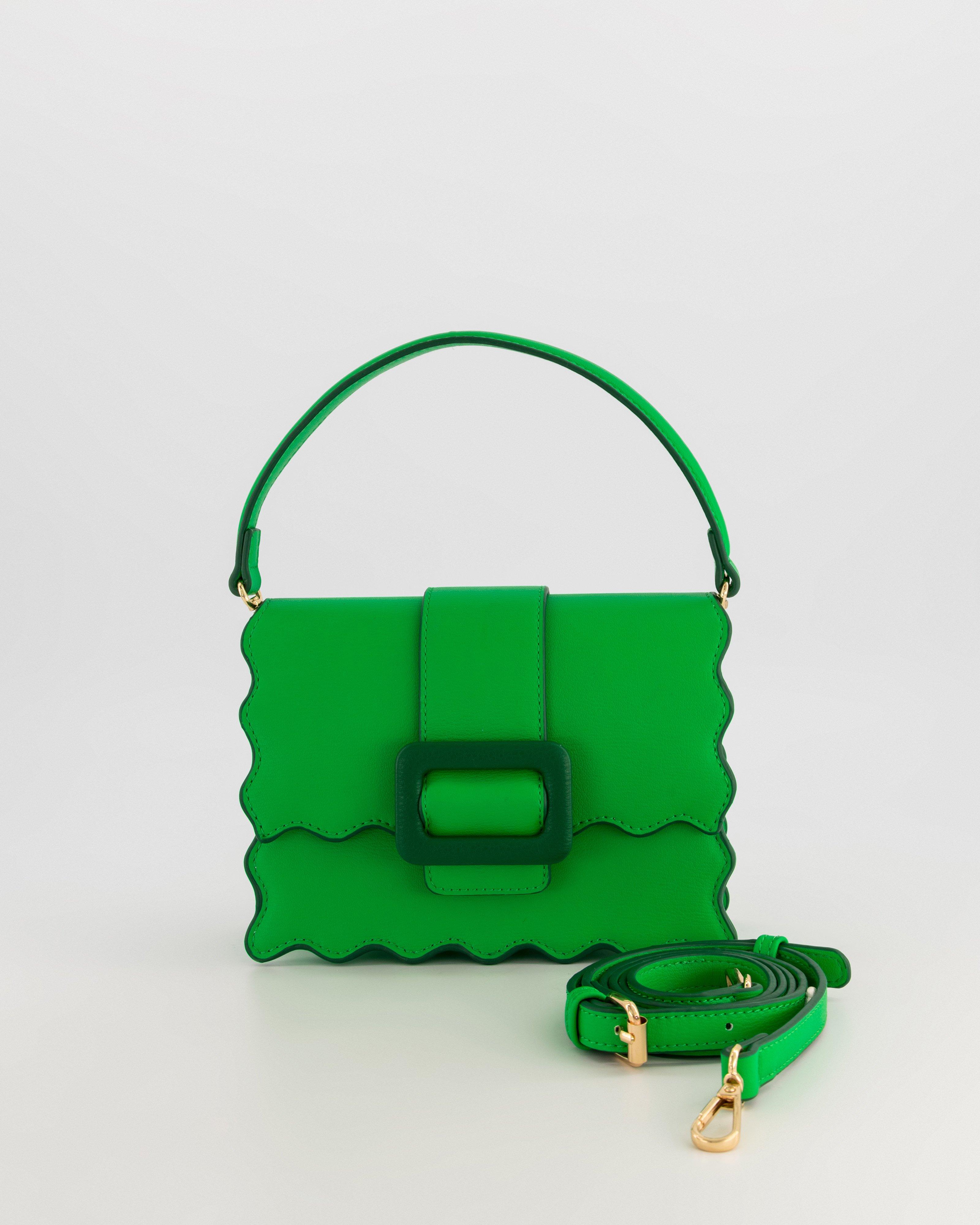 Candice Scalloped Crossbody Bag -  Green