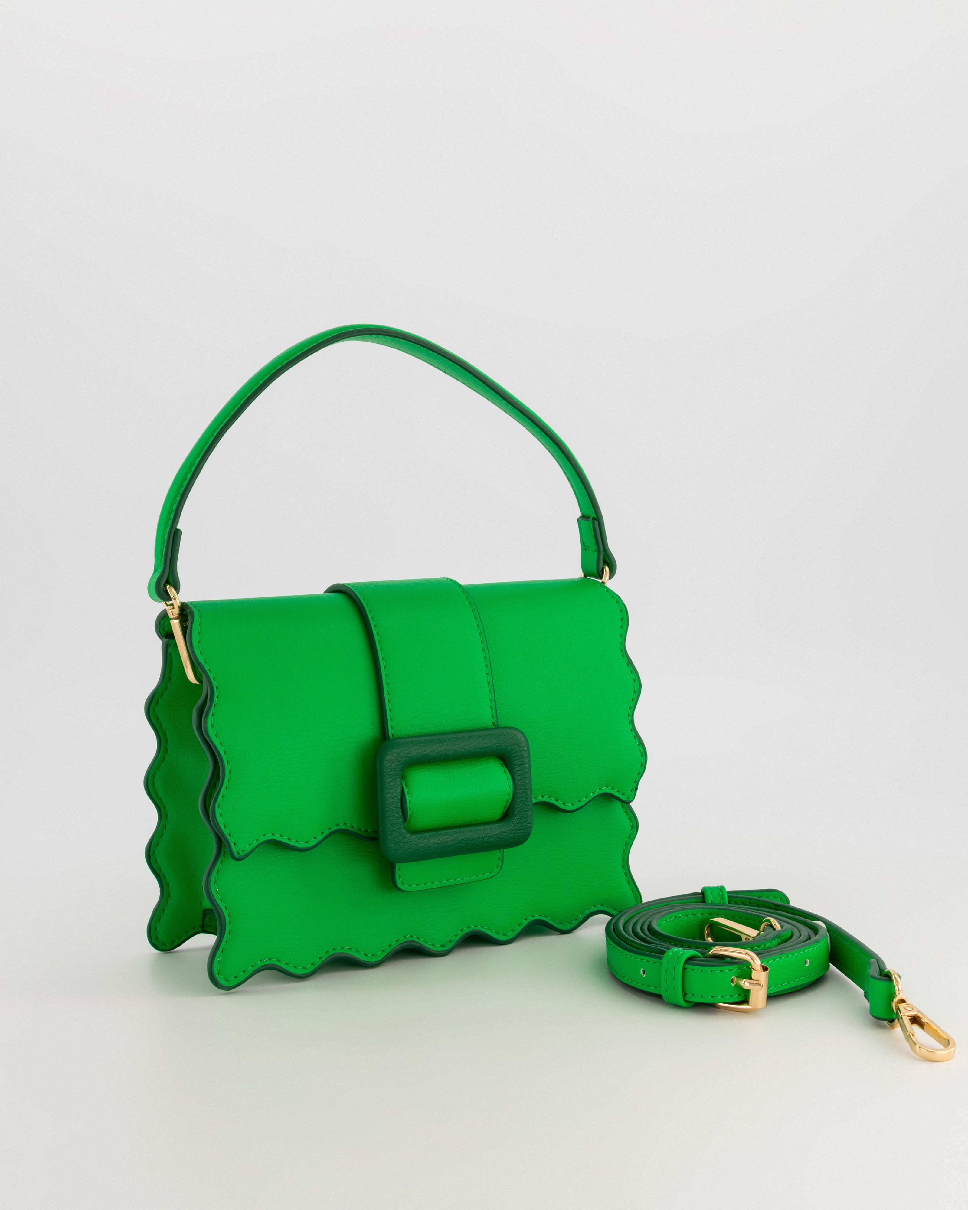 Candice Scalloped Crossbody Bag -  Green