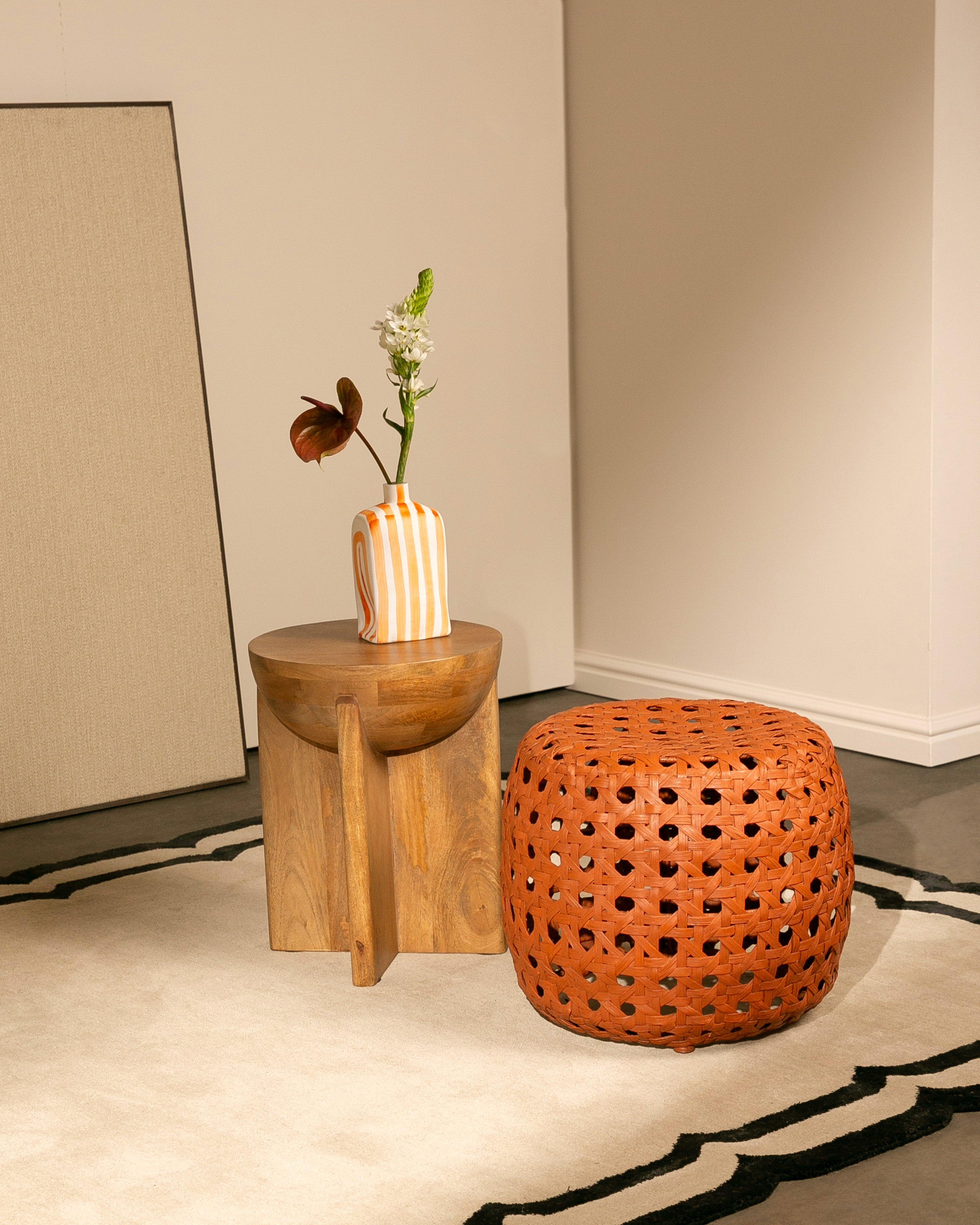 Paolo Rattan Stool -  Orange