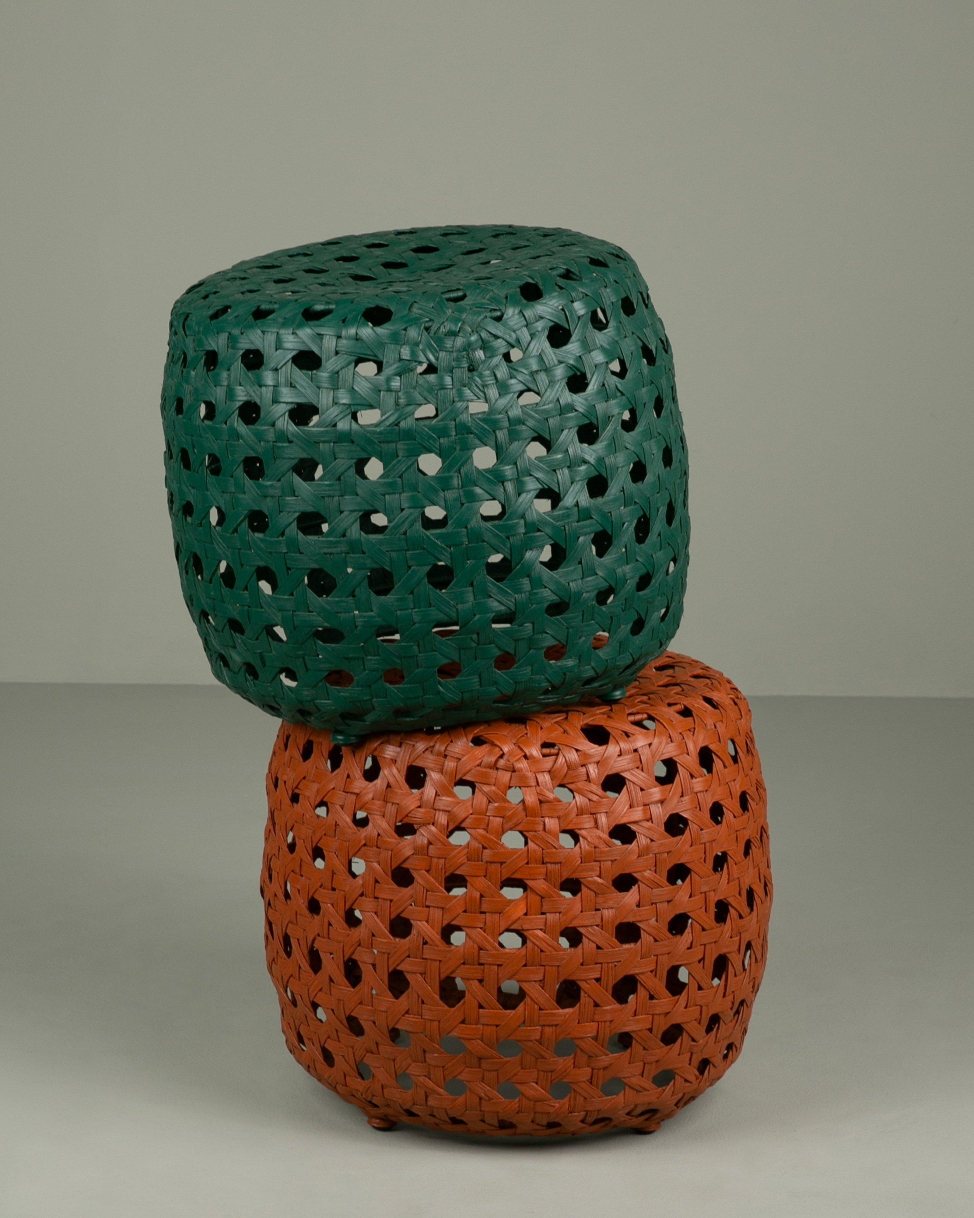 Paolo Rattan Stool -  Orange