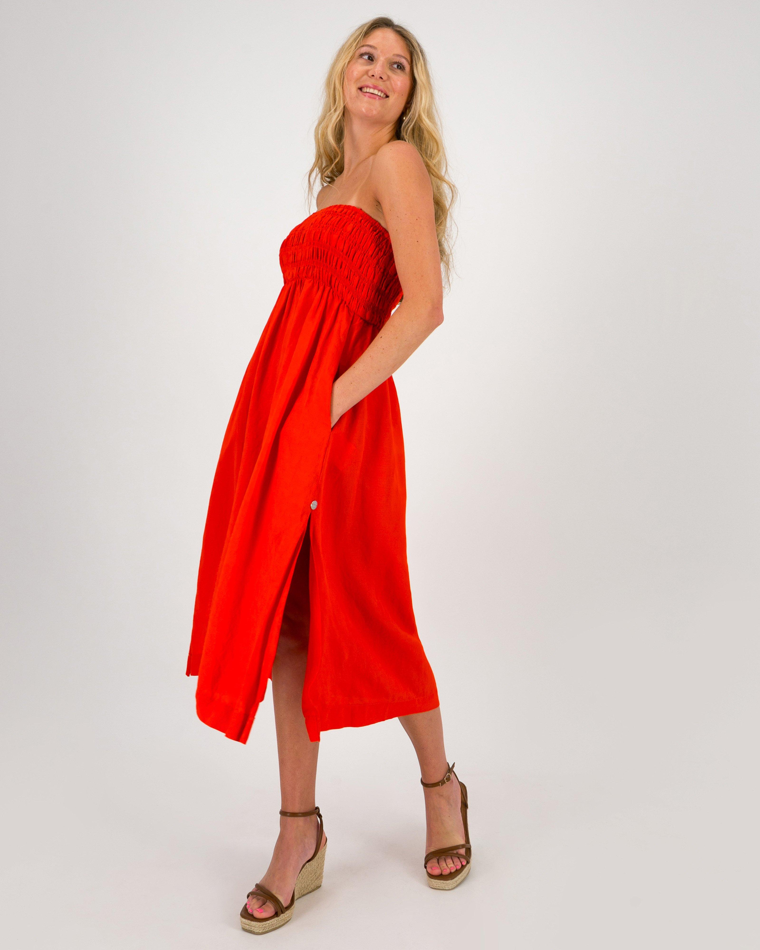 Women s Ginger Boobtube Midi Dress Old Khaki