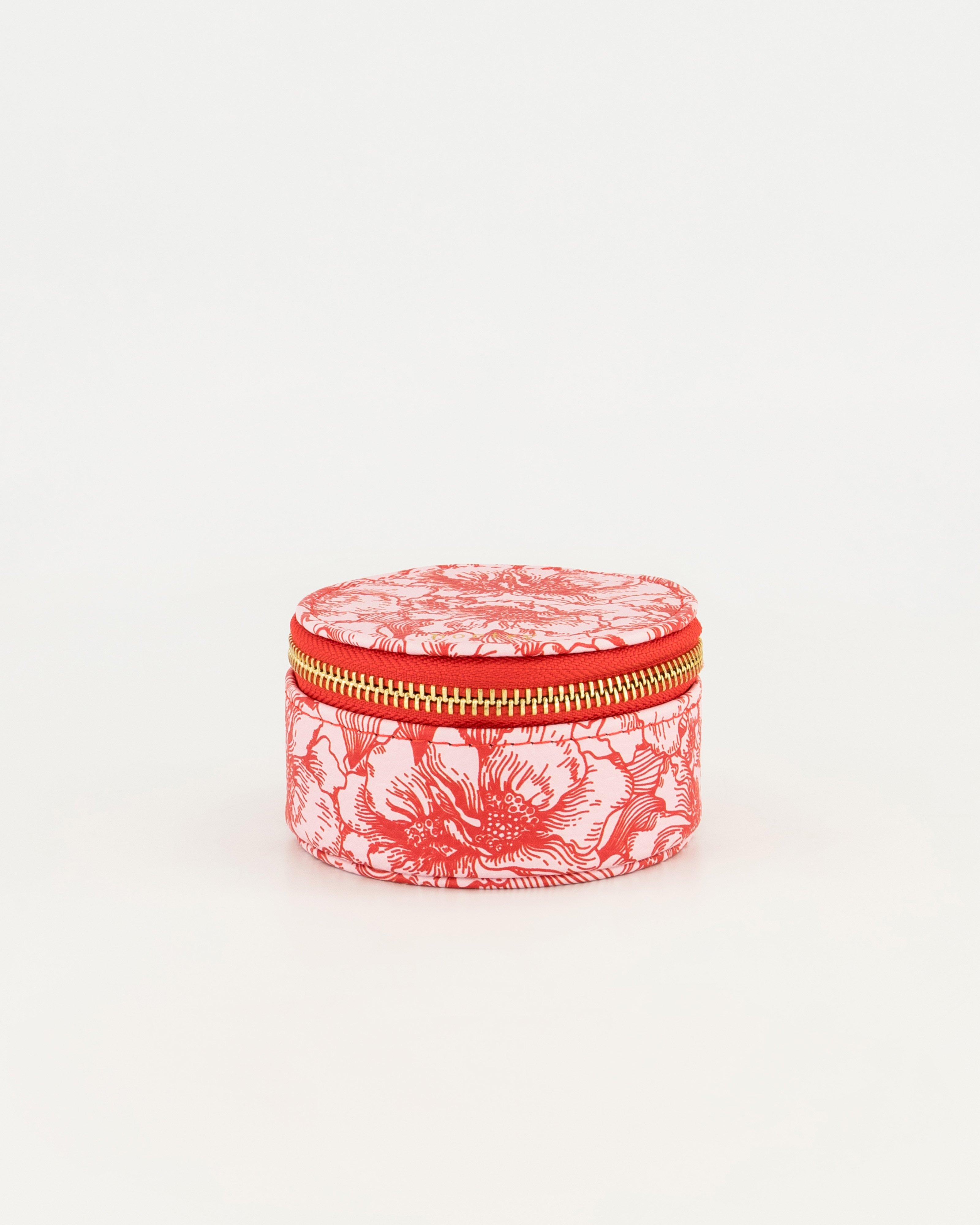 Mia Printed Small Round Jewellery Box -  Pink