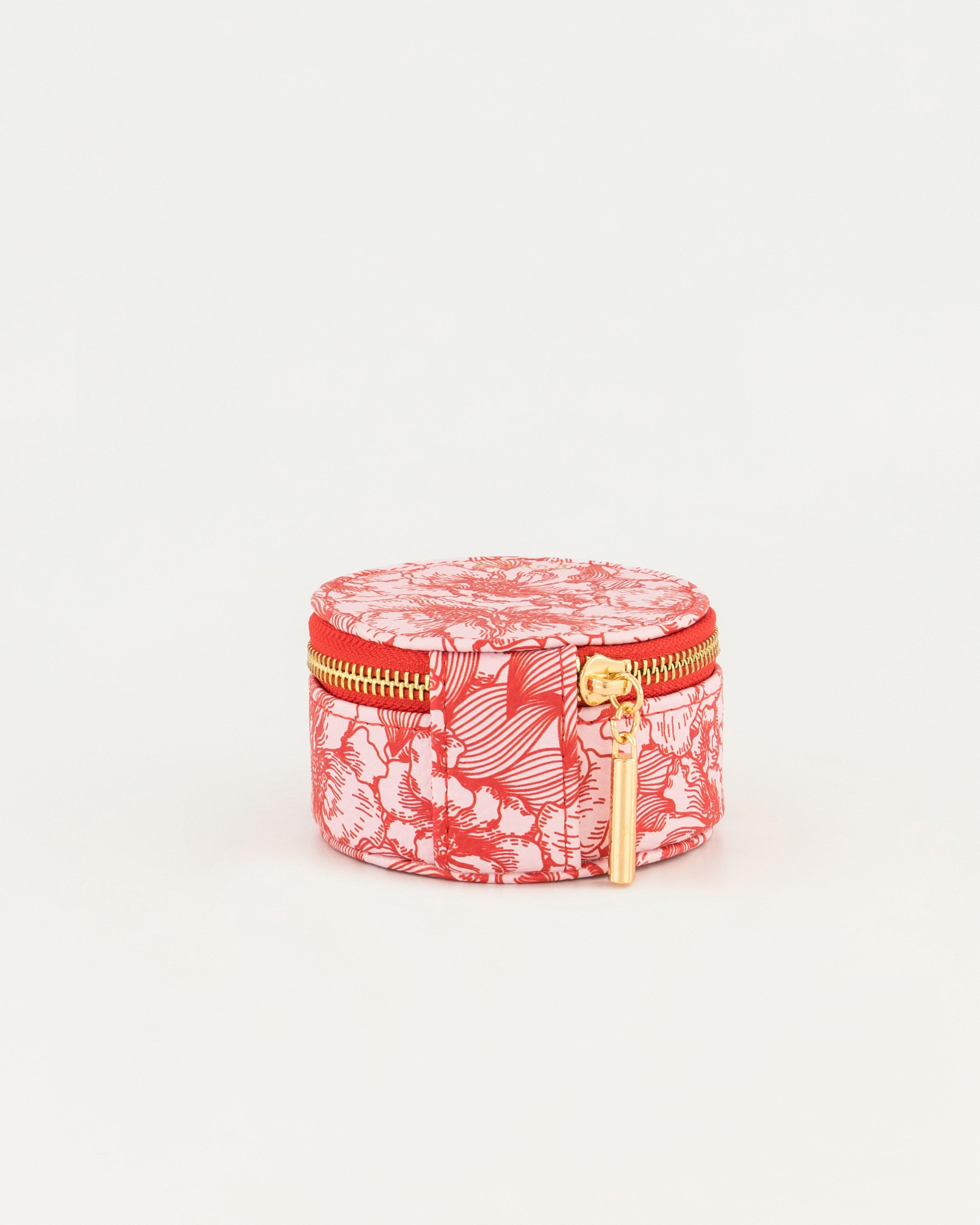 Mia Printed Small Round Jewellery Box -  Pink