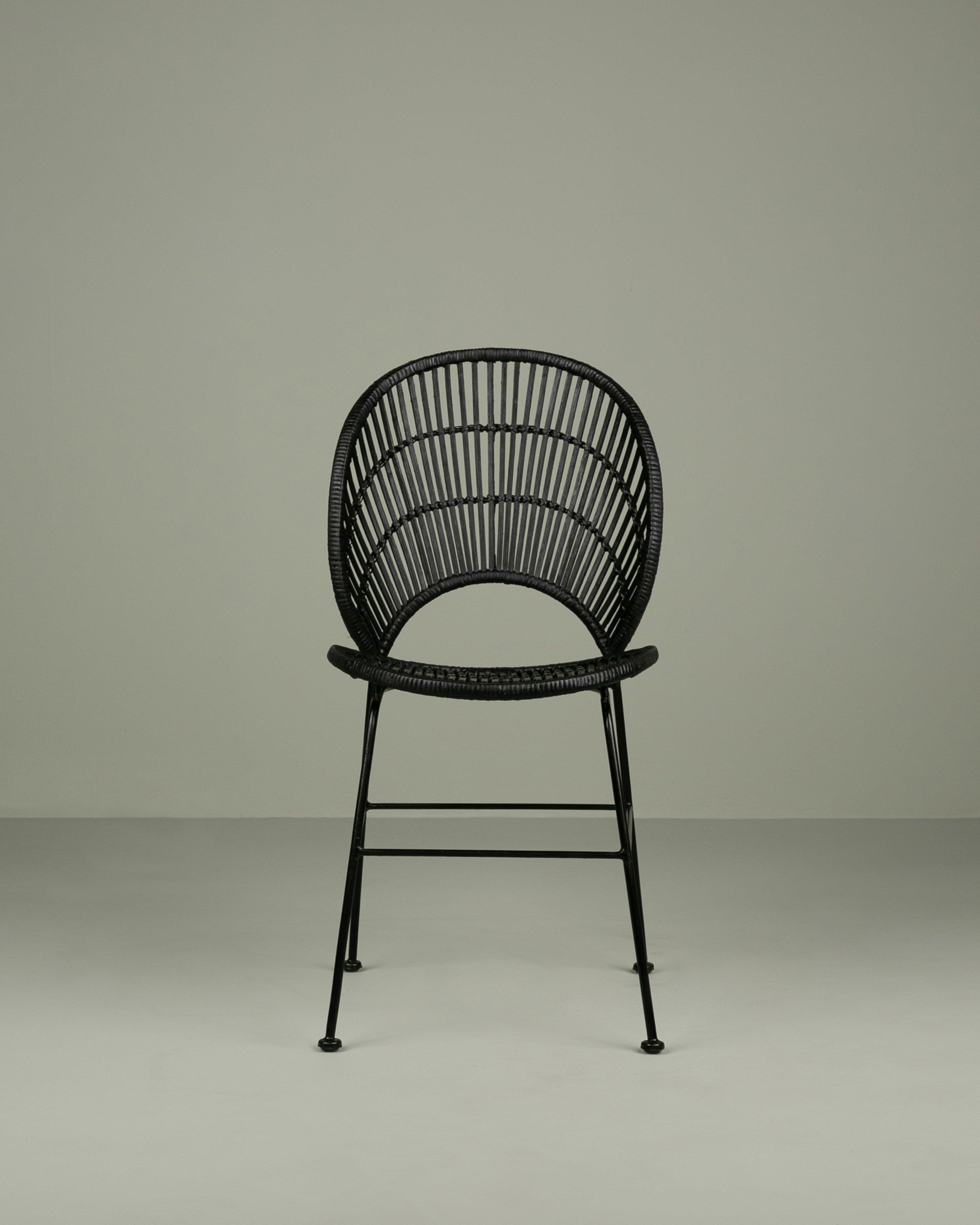 Ariel Rattan Dining Chair -  Black