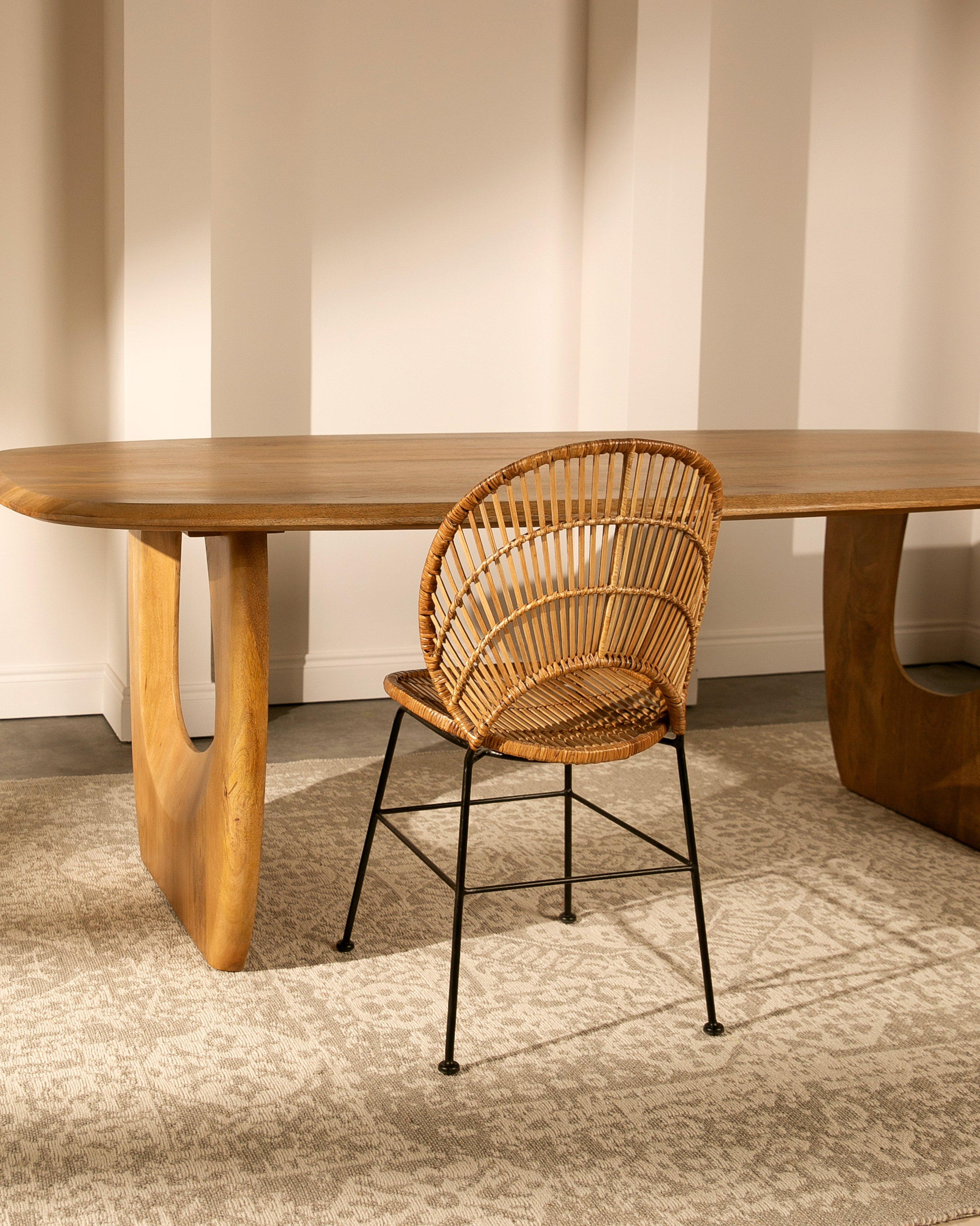 Ariel Rattan Dining Chair -  Brown