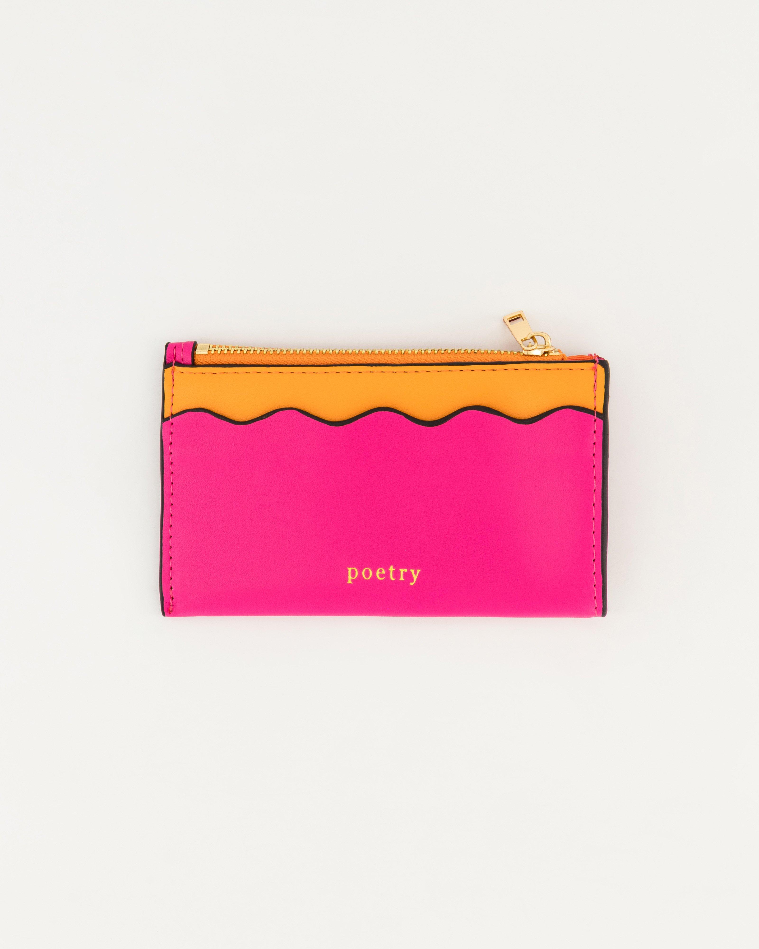 Deidre Scalloped Colourblock Card and Coin Holder -  Pink