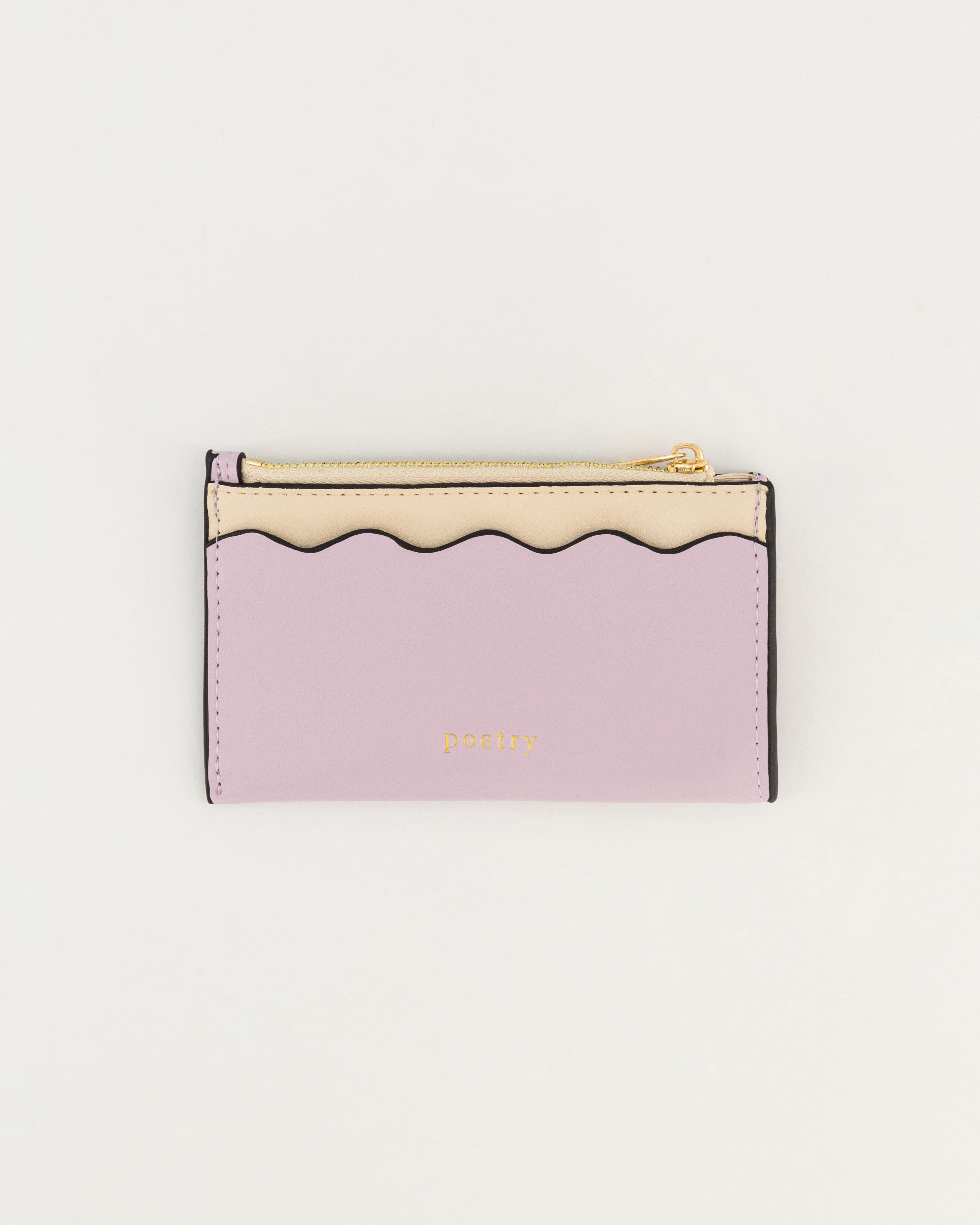 Deidre Scalloped Colourblock Card and Coin Holder -  Lilac