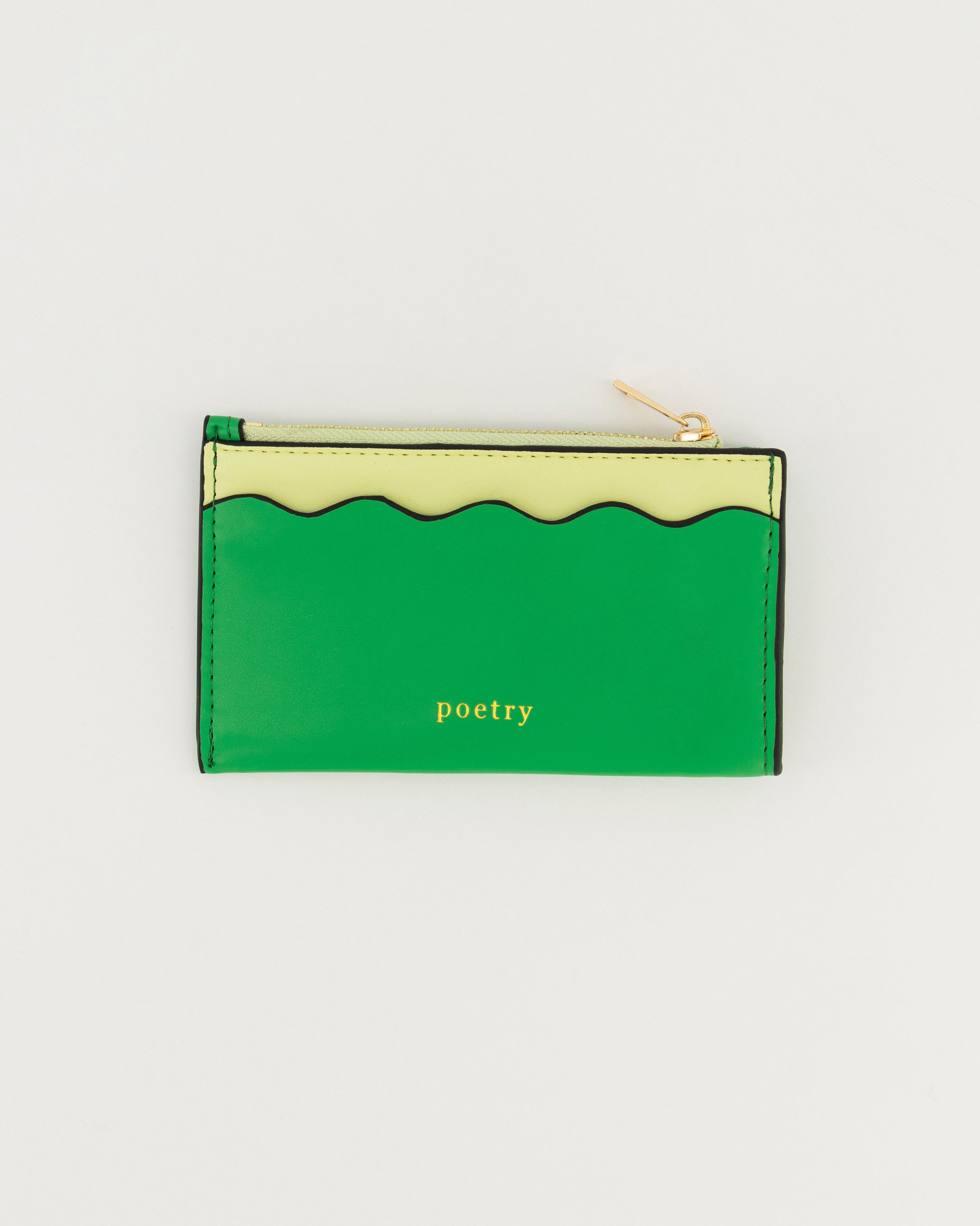 Deidre Scalloped Colourblock Card and Coin Holder -  Green