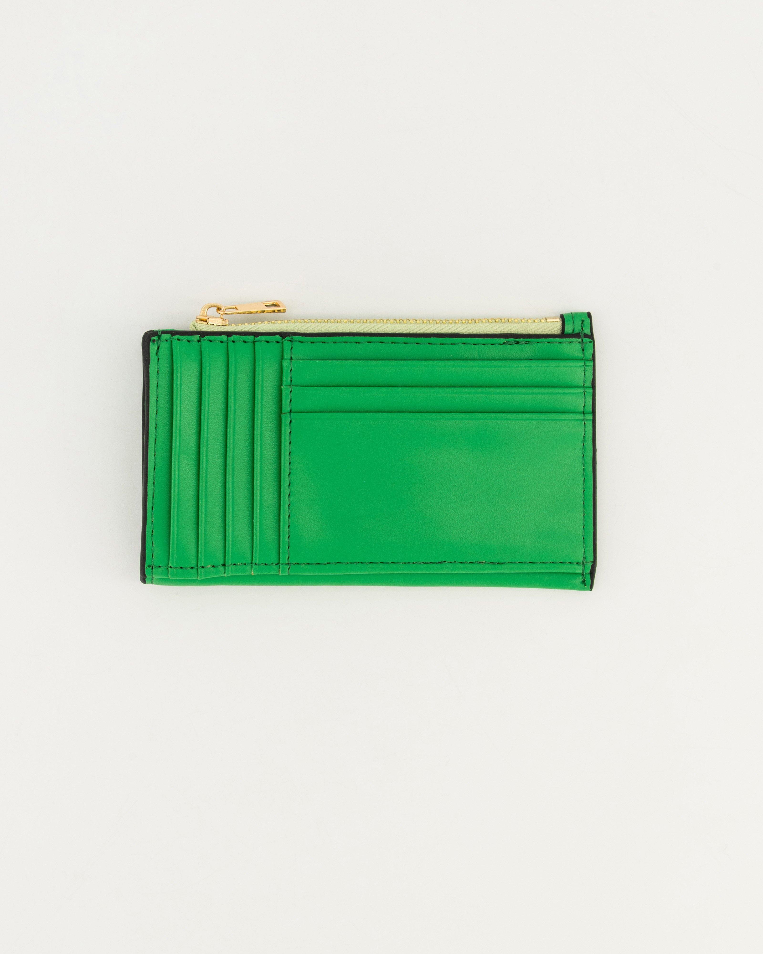 Deidre Scalloped Colourblock Card and Coin Holder -  Green