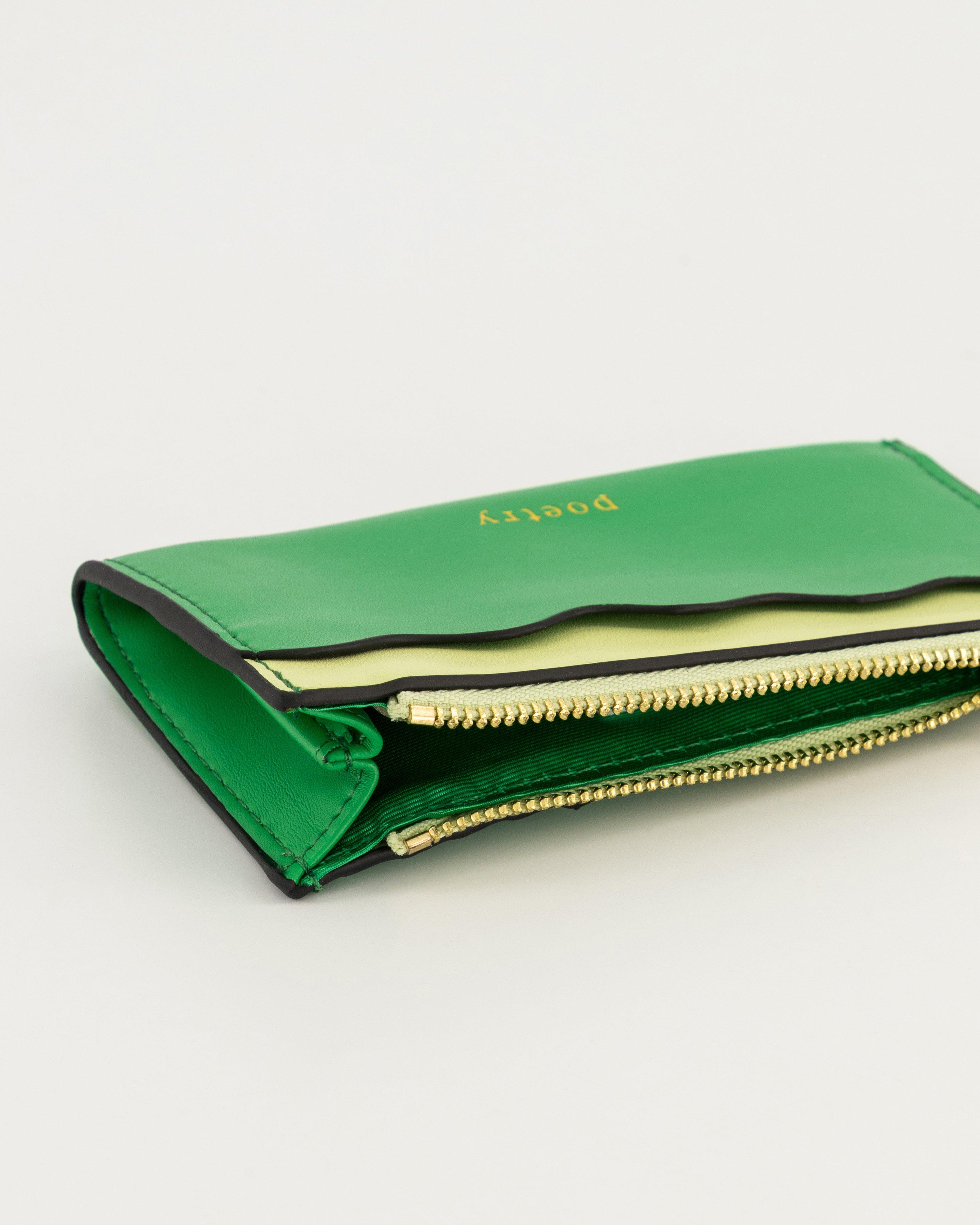 Deidre Scalloped Colourblock Card and Coin Holder -  Green