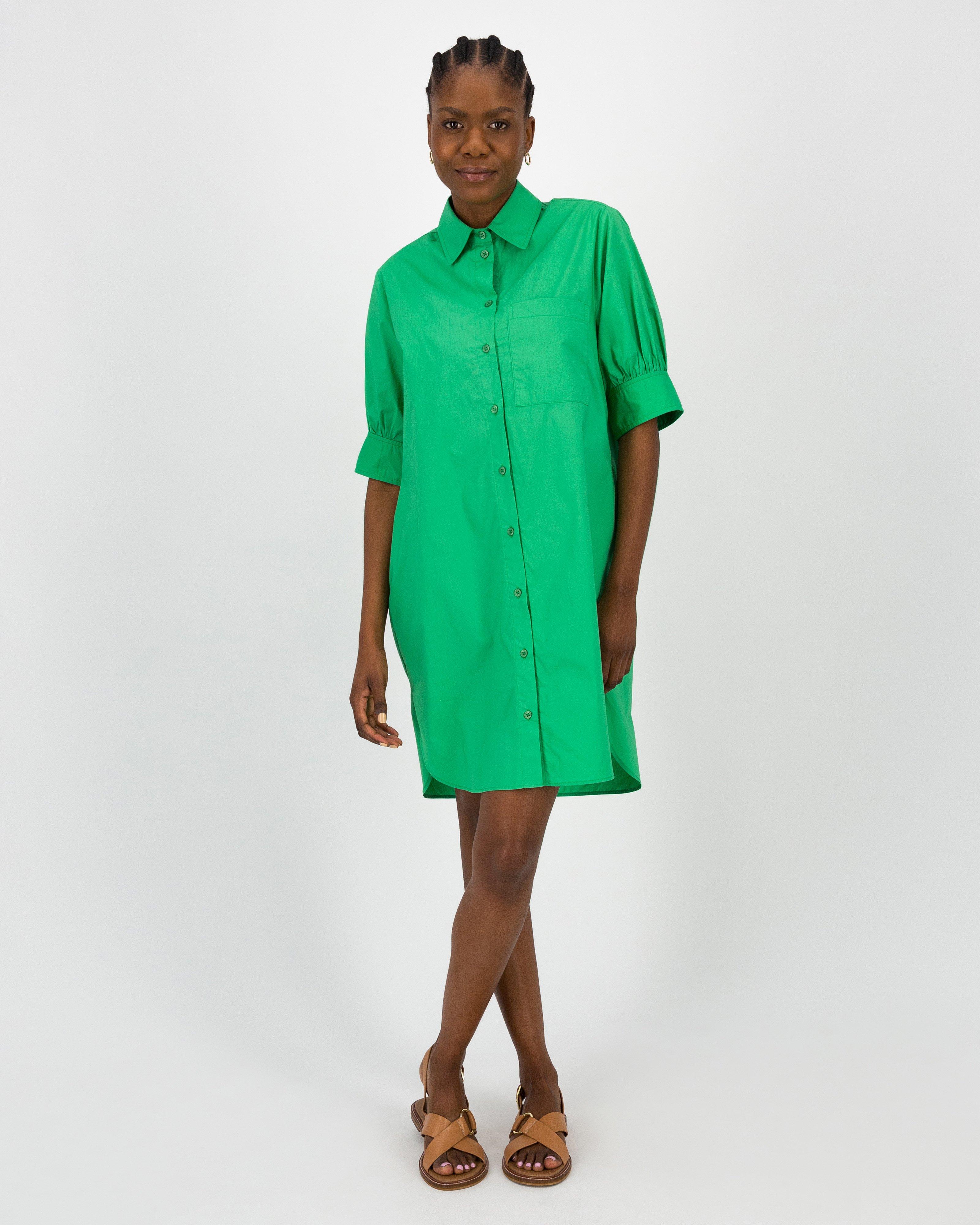 Green plain dress hotsell