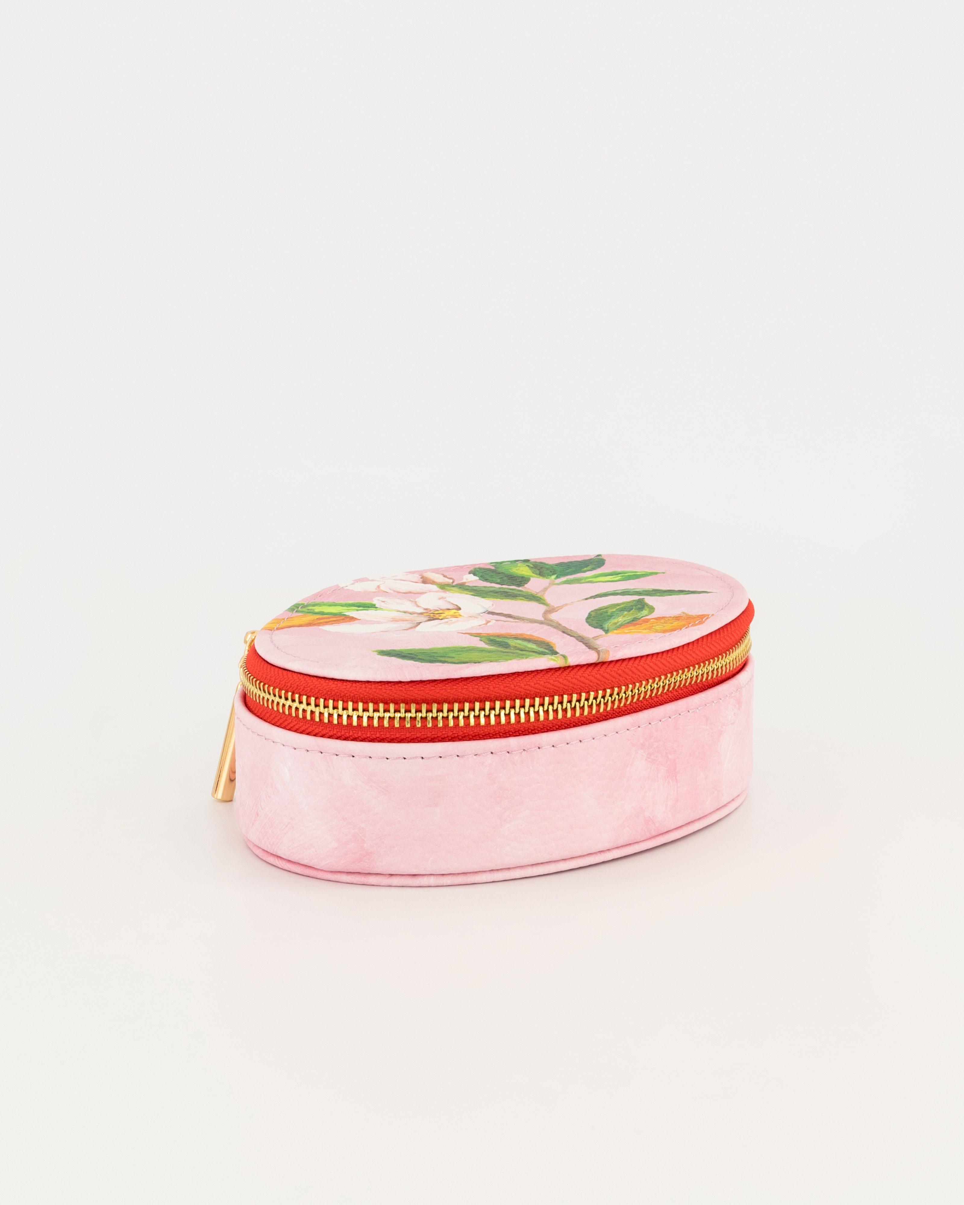 Mila Medium Printed Oval Jewellery box -  Pink