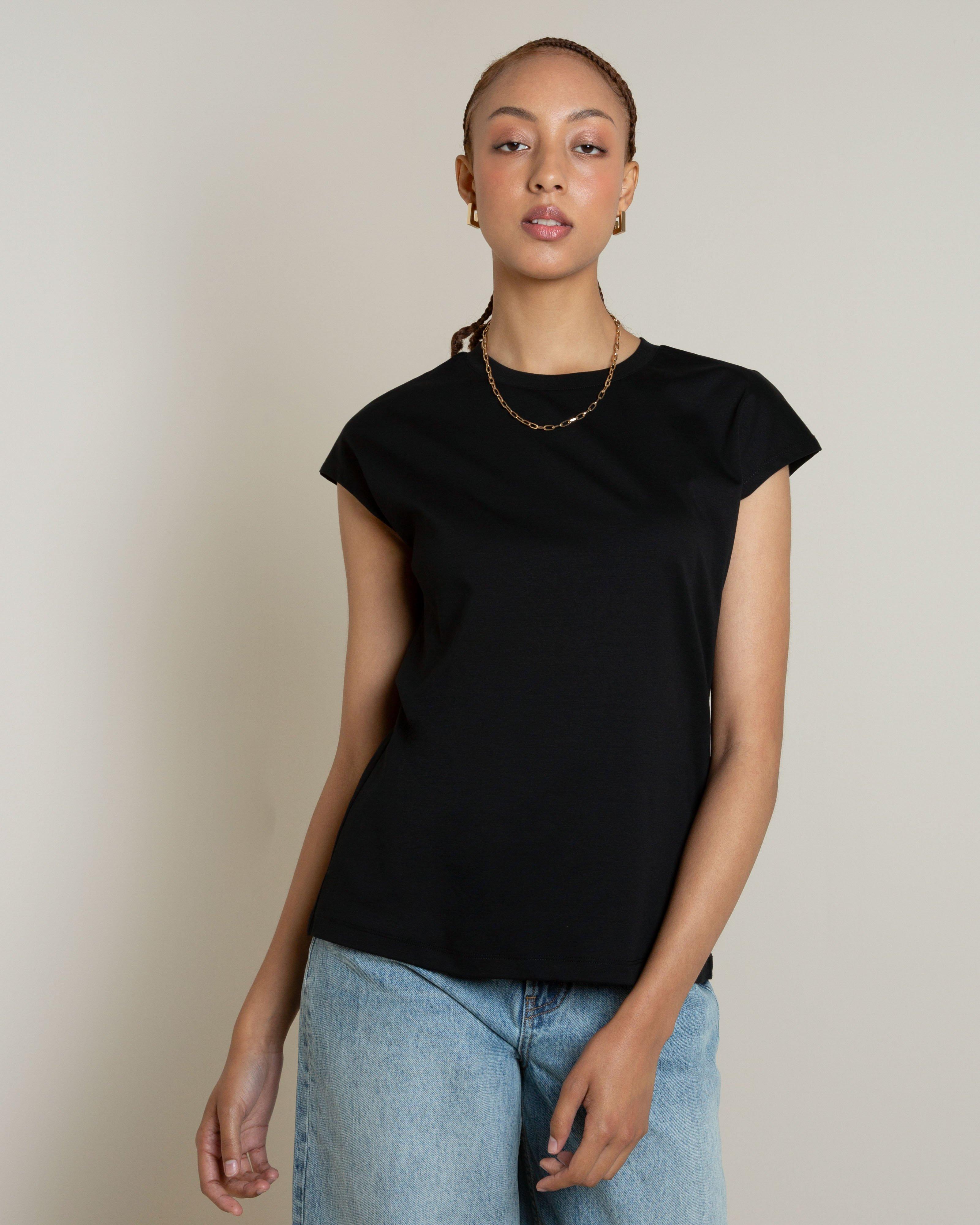 Jenna Crew Neck Tee -  Black