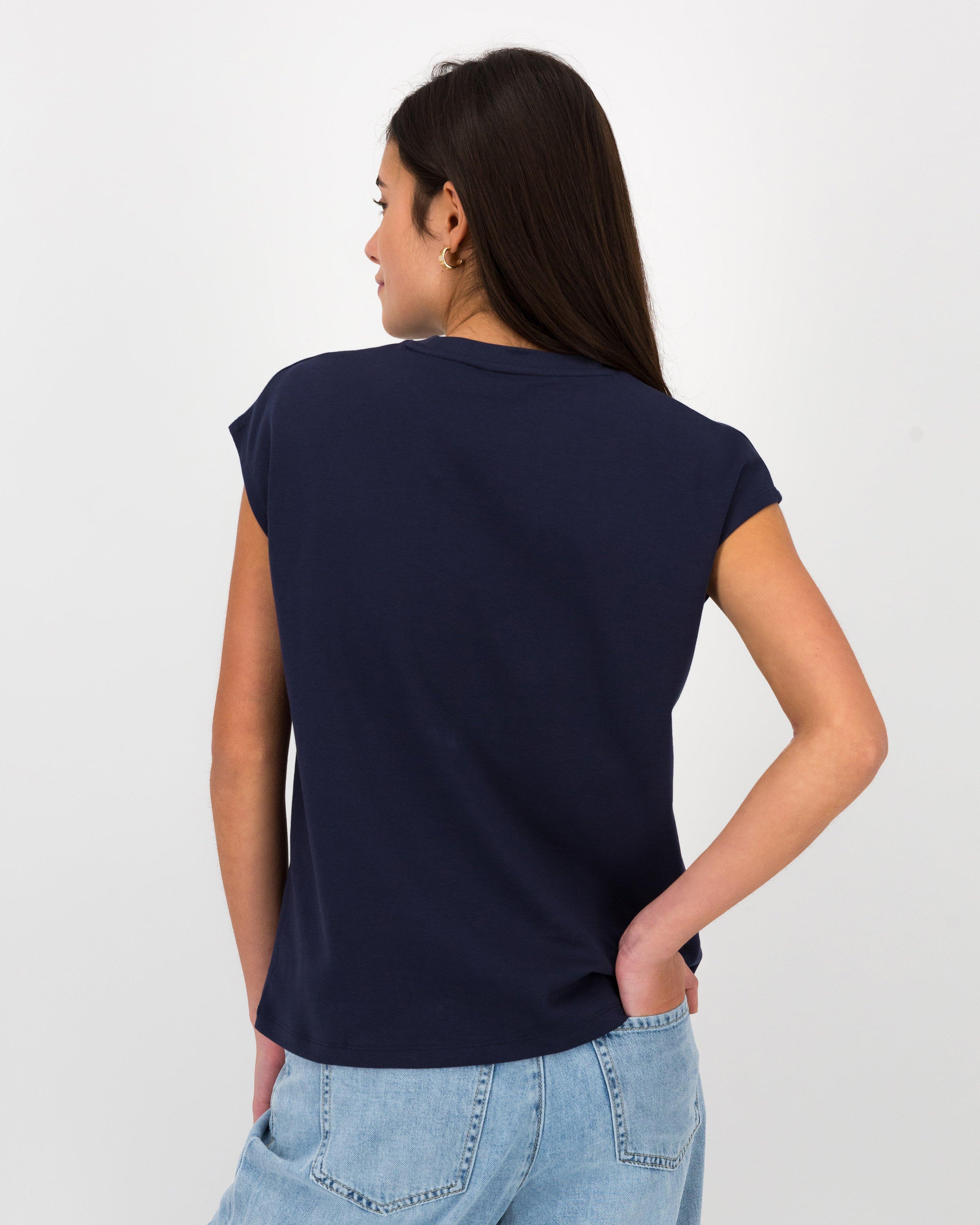 Jenna Crew Neck Tee -  Navy