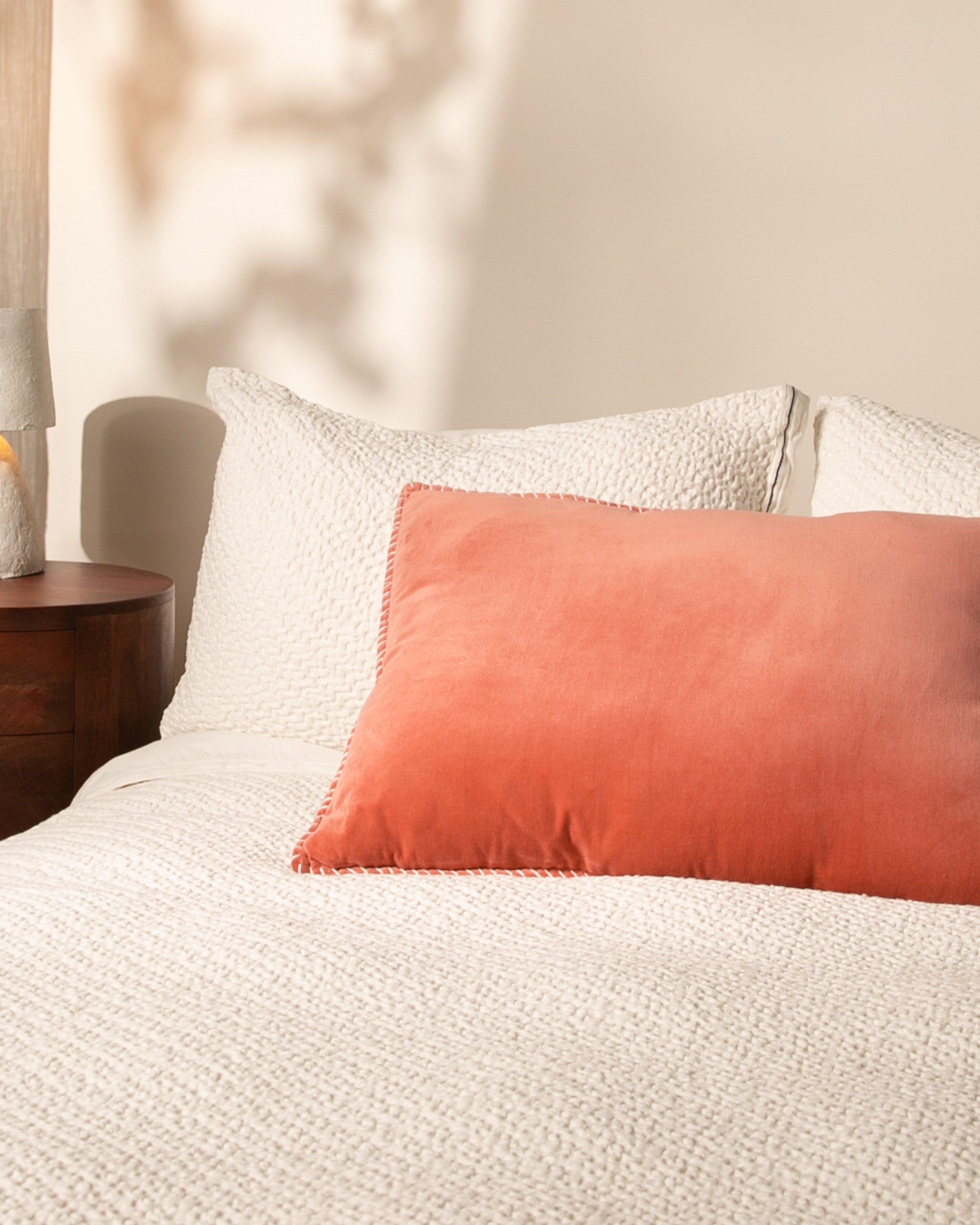 Hallie Velvet & Textured Cushion  -  Rust