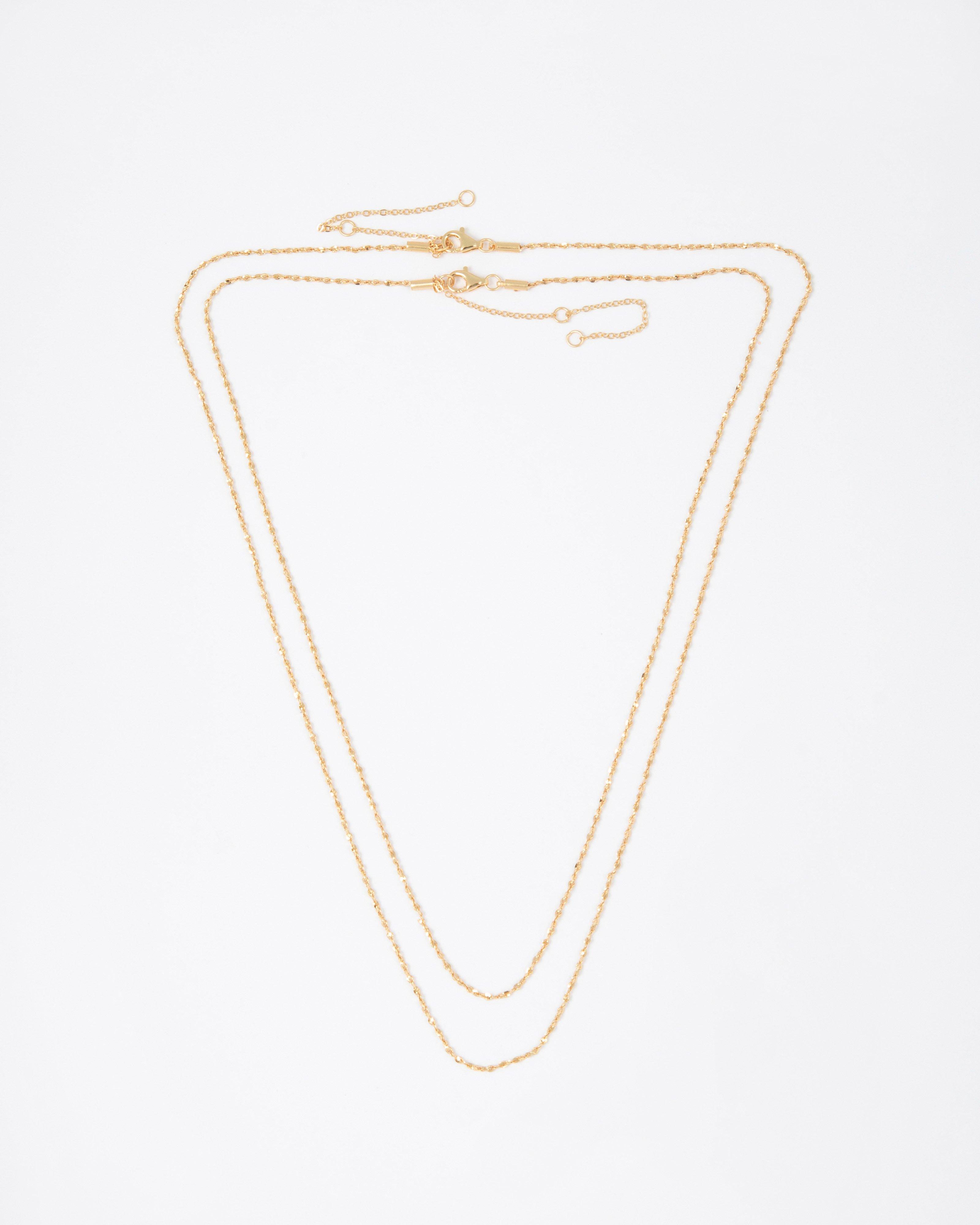  Sterling Silver Rope Link Chain Necklace Set -  Gold