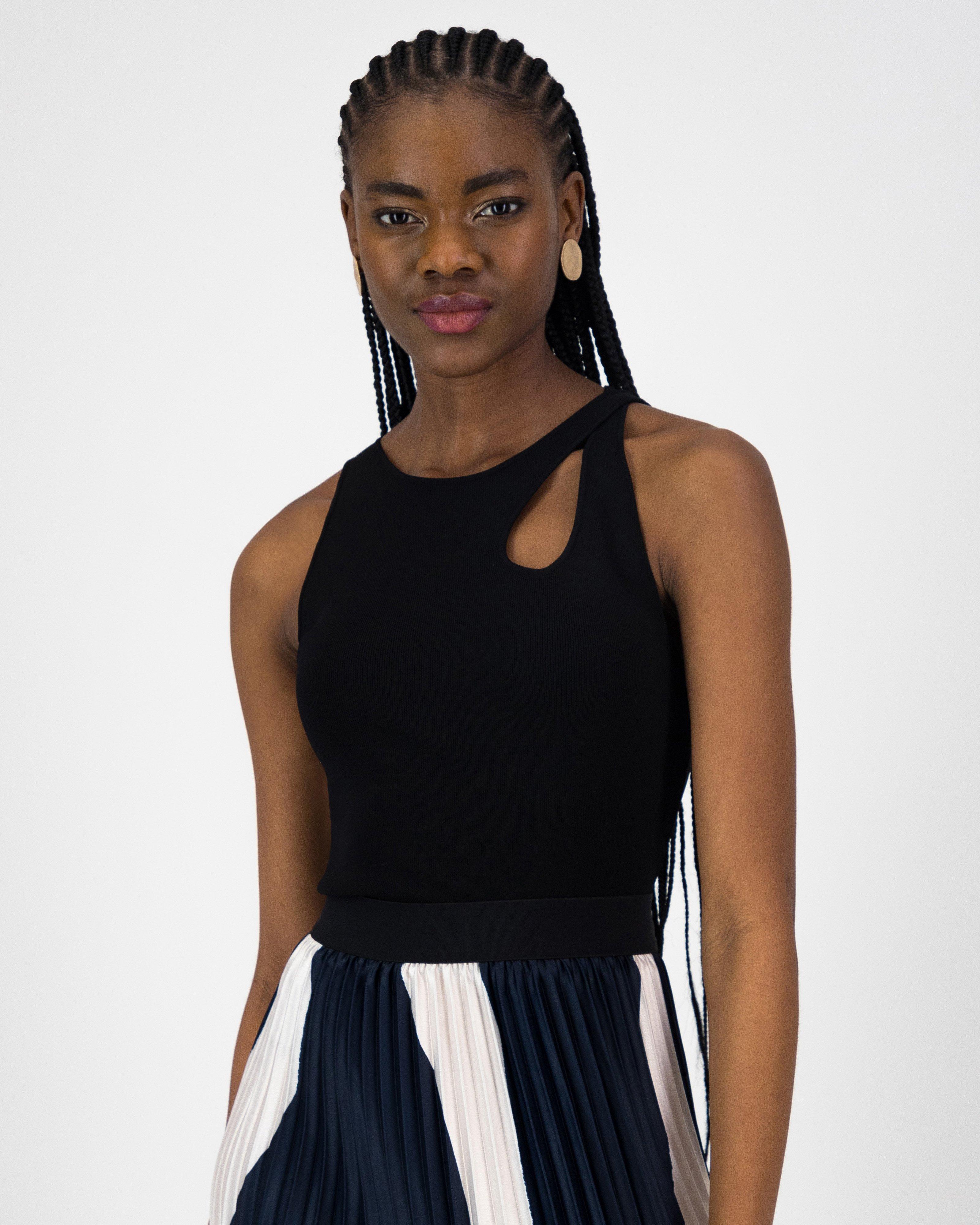 Addison Cutout Detail Knitwear Vest -  Black